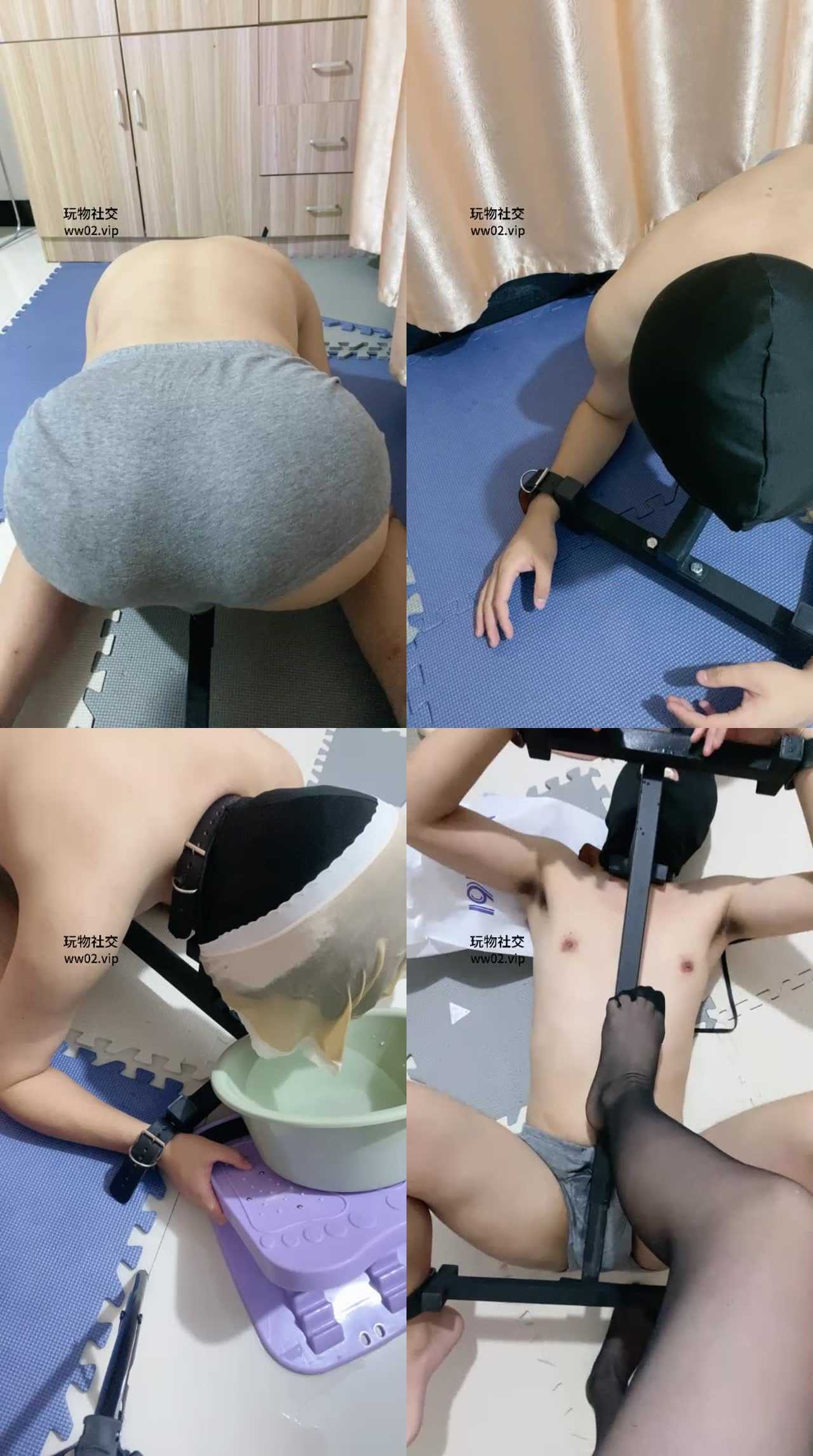 【凤栖】枷锁固定/高跟黑丝踩虐/洗脚水窒息/内裤套头