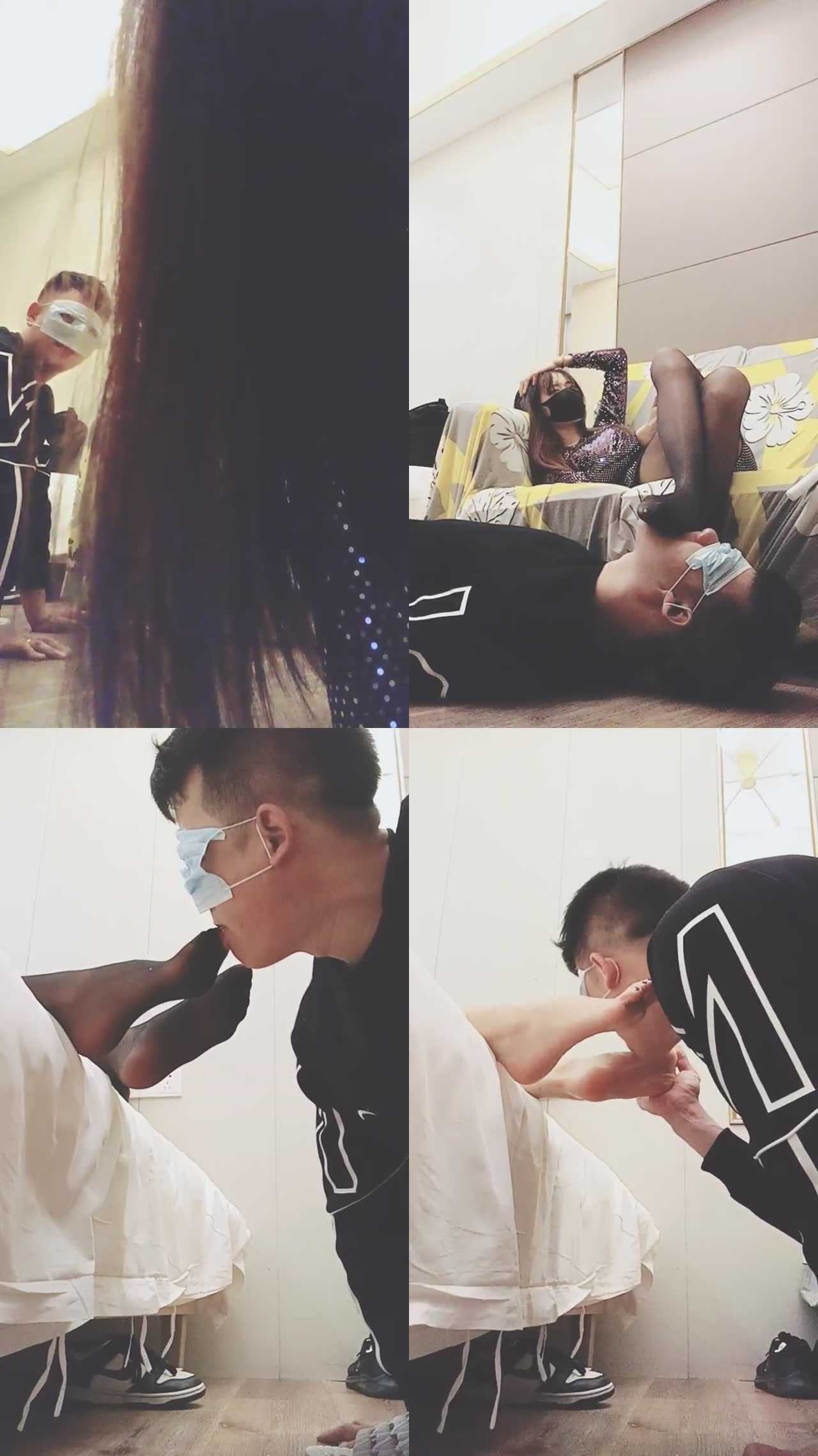 【美娜格格】黑丝美腿辱脚垫/裸足狂舔