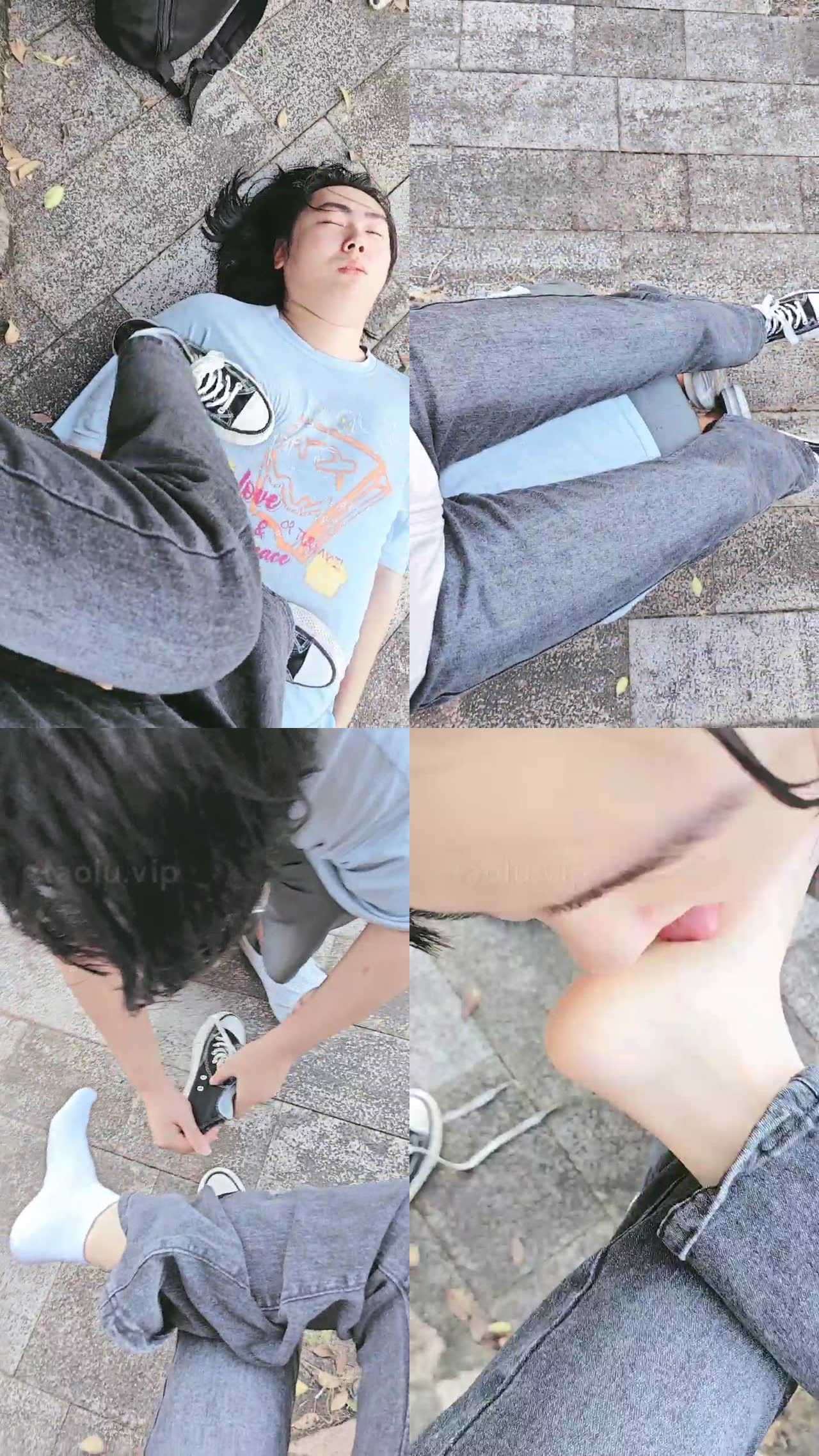 【奶味小仙女】户外帆布鞋蓝色棉袜踩狗
