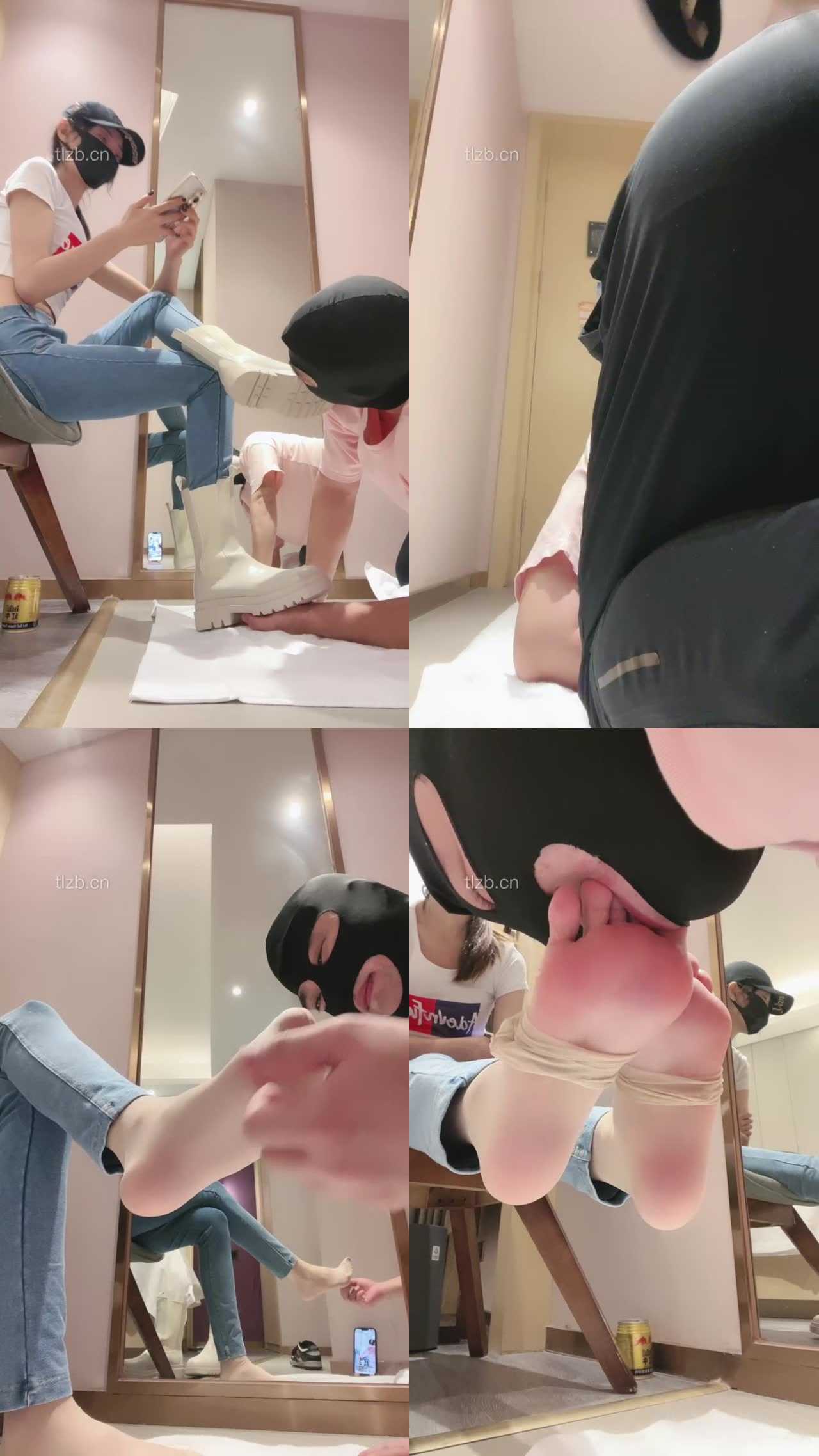 【美娜格格】牛仔裤短靴-胯下辱/人体擦鞋器/脚插嘴