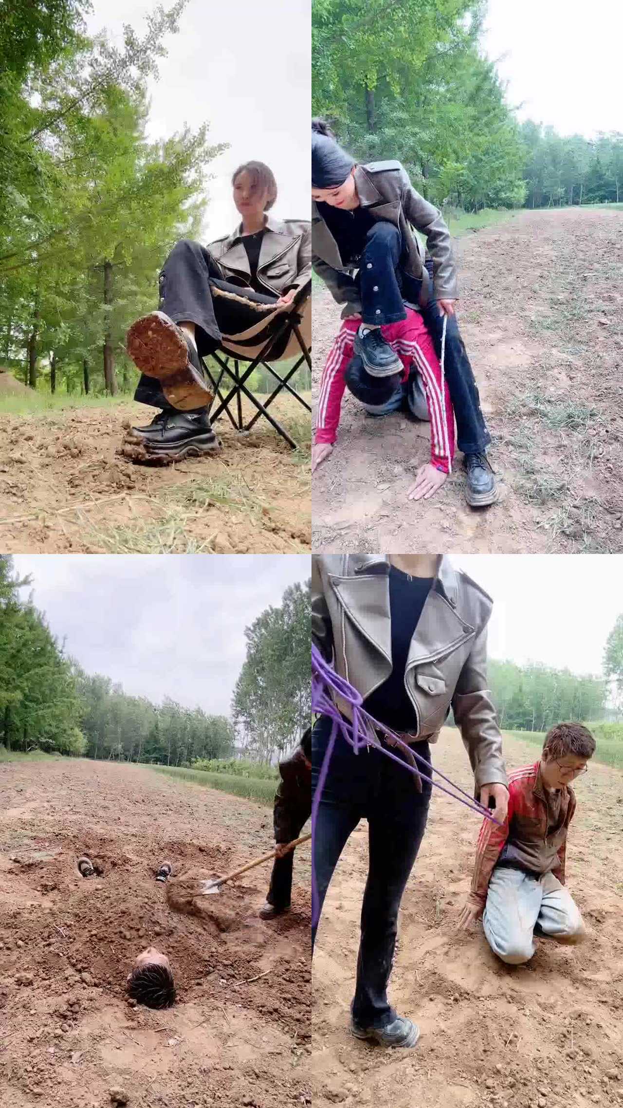 【孤傲女帝】户外调-泥巴超脏鞋底舔/耳光/藤条抽/骑马狗爬/活埋
