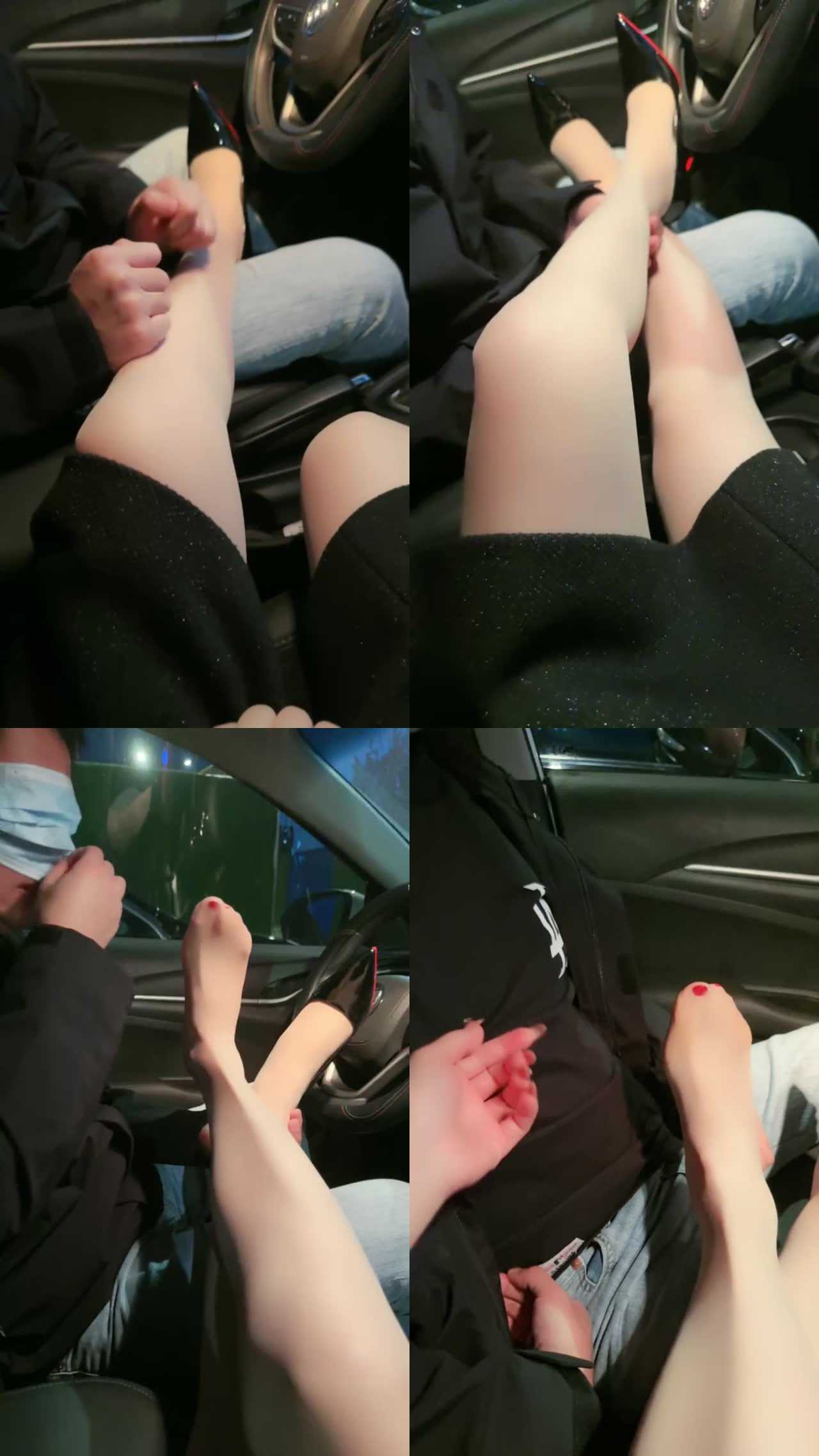 【丽娜】车内高跟肉丝美腿玩司机