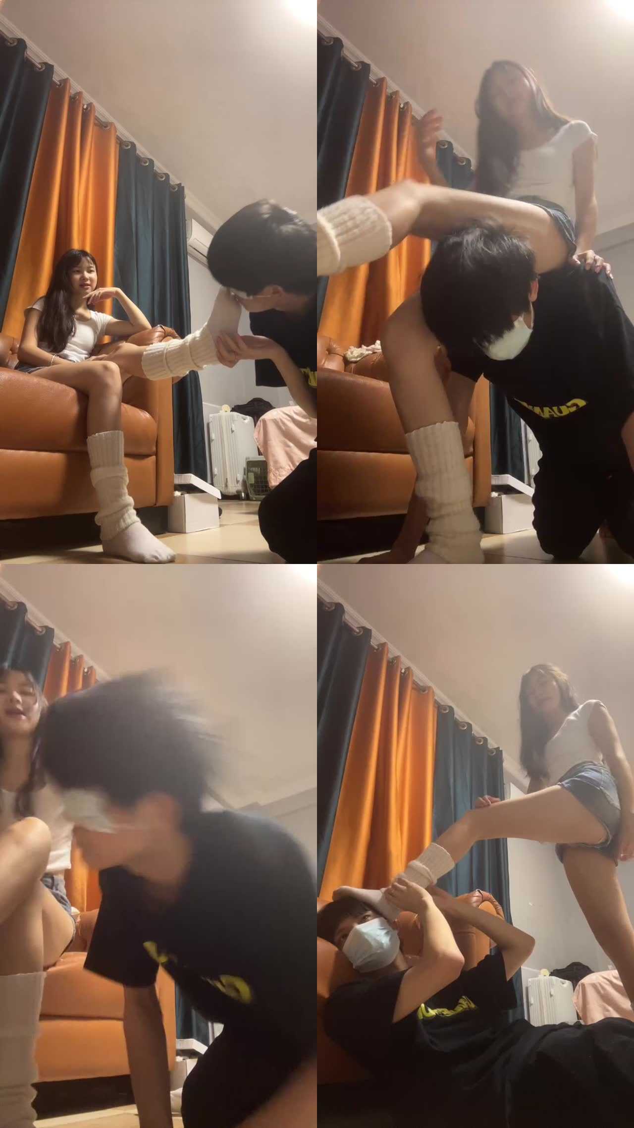 【诗诗情侣】抽耳光/骑狗脖/闻原味白袜/腋下窒息