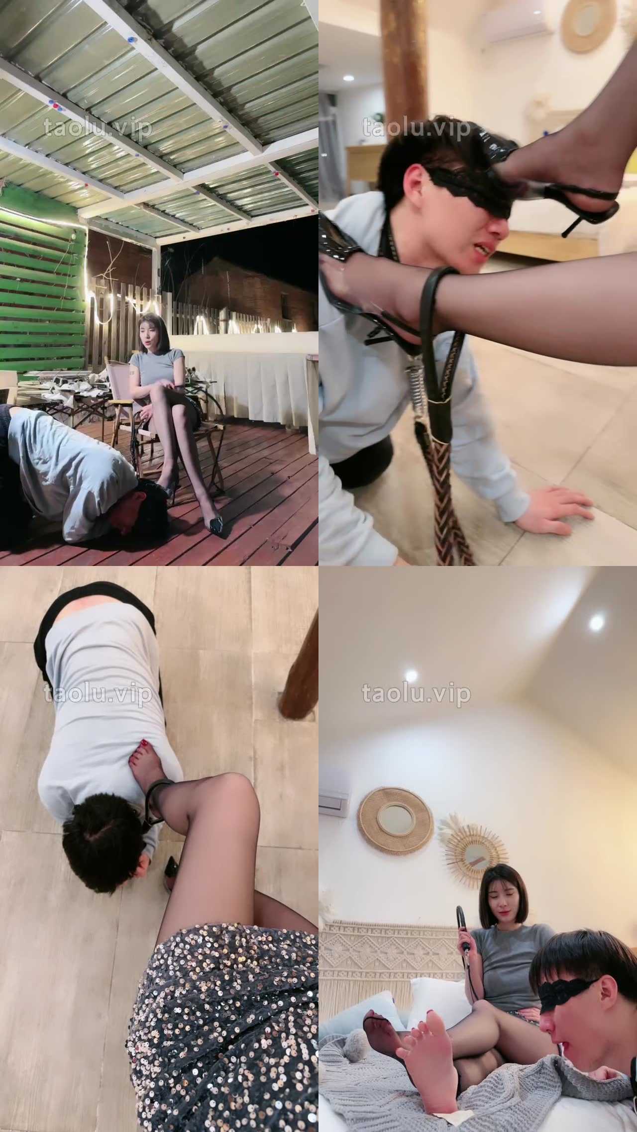 【简一】性感御姐户外遛狗骑马鞭打/室内高跟踩踏腿绞