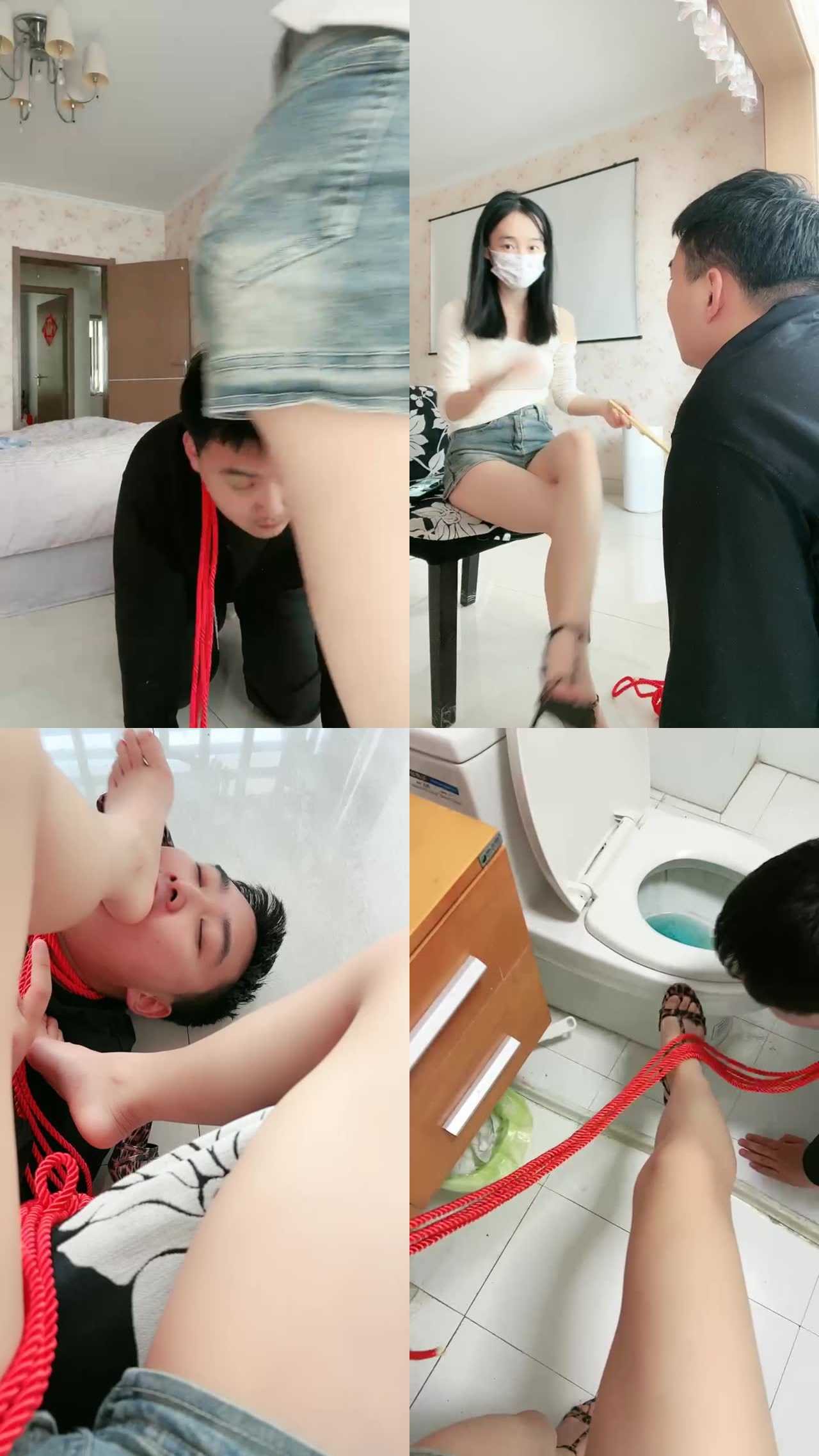 【子衿殿下】揪耳朵腿绞/踢裆鞭打/高跟凉鞋踩/舔马桶