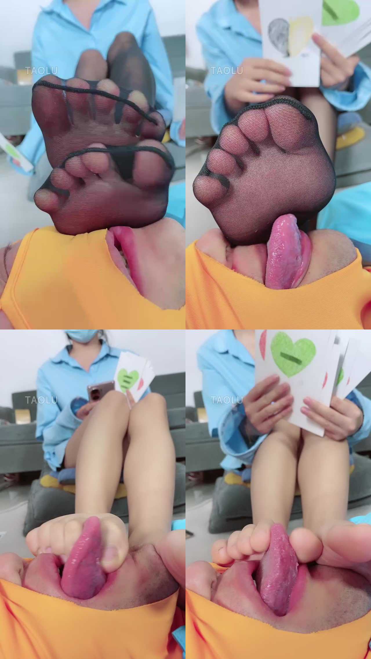 【美离子】原味黑丝脚下奴
