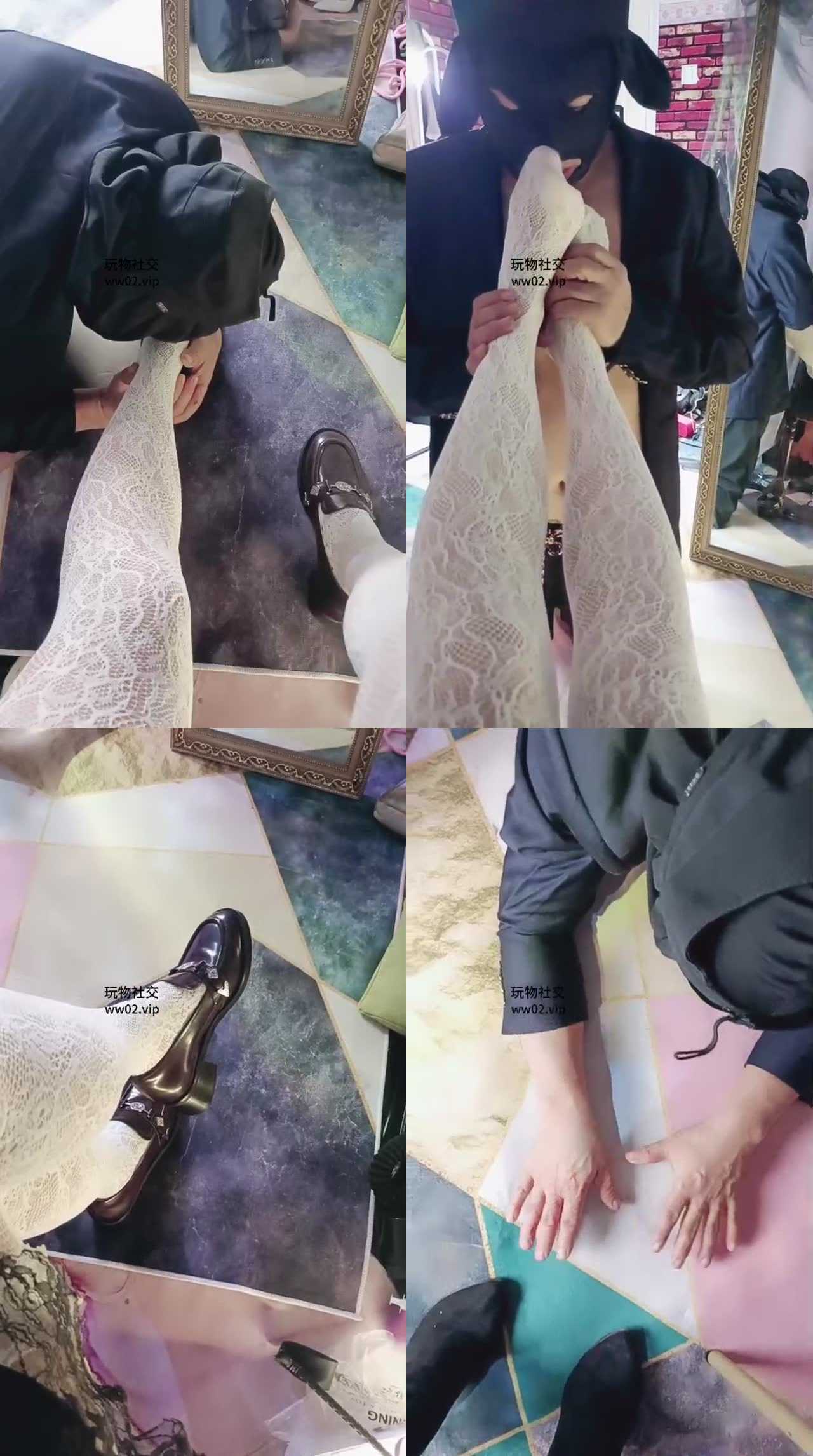 【美柠】皮鞋白丝踩虐气味辱