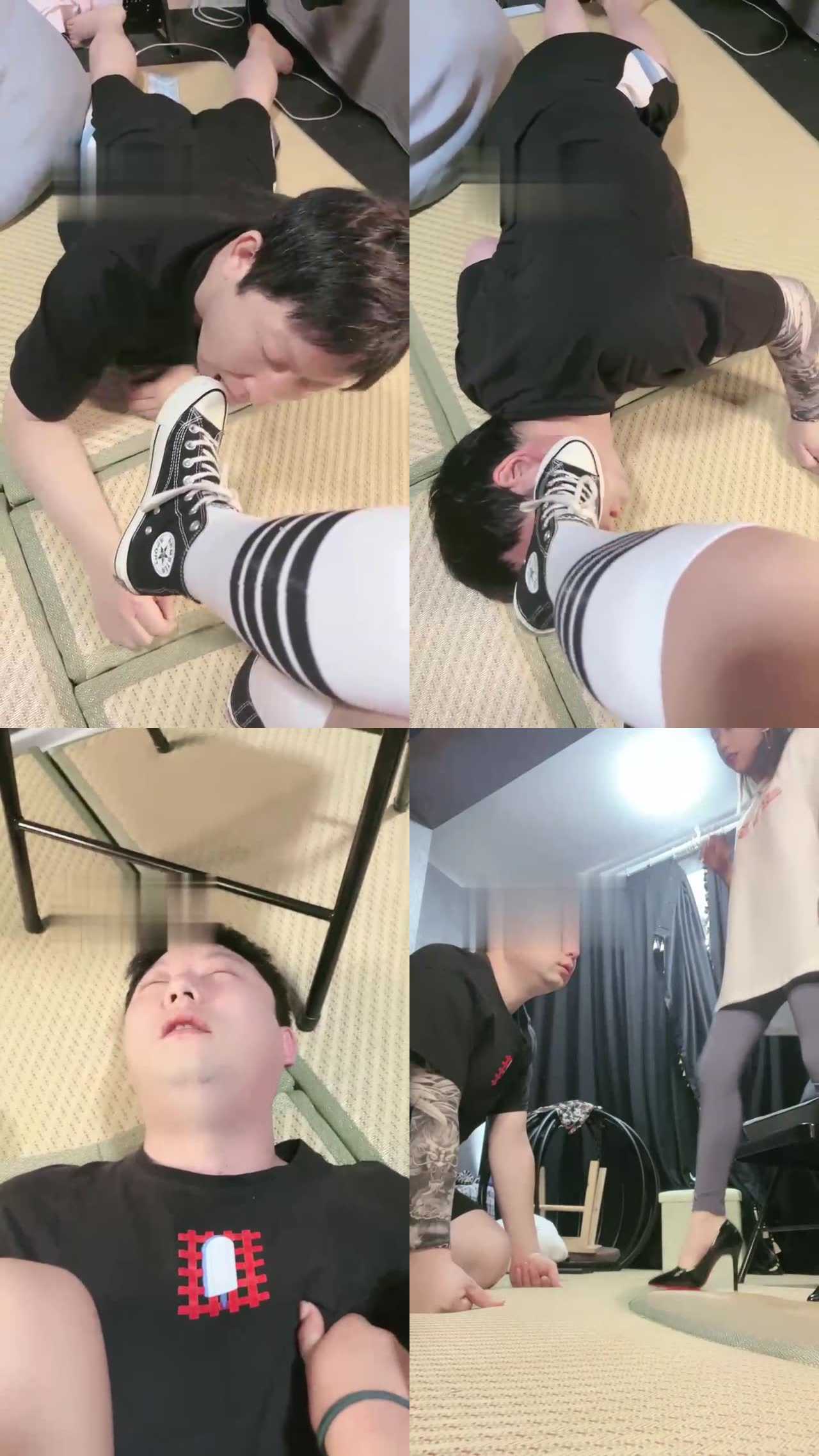 【妮可】学生S帆布鞋过膝袜辱狗