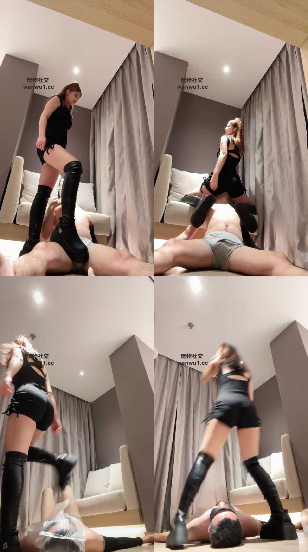 【伍玥】长靴狠跺踩踏/坐脸窒息/套头窒息/脚垫捆绑封嘴