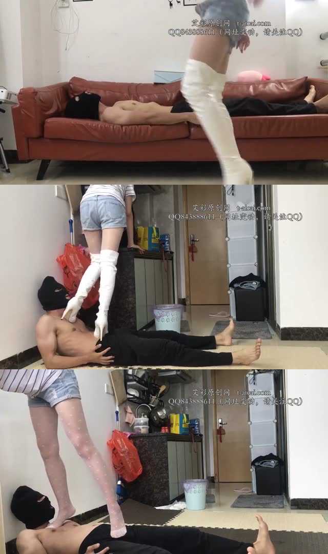 【小鱼姐姐】邻家女孩虐待奴隶 白丝高跟靴 全体重踩踏