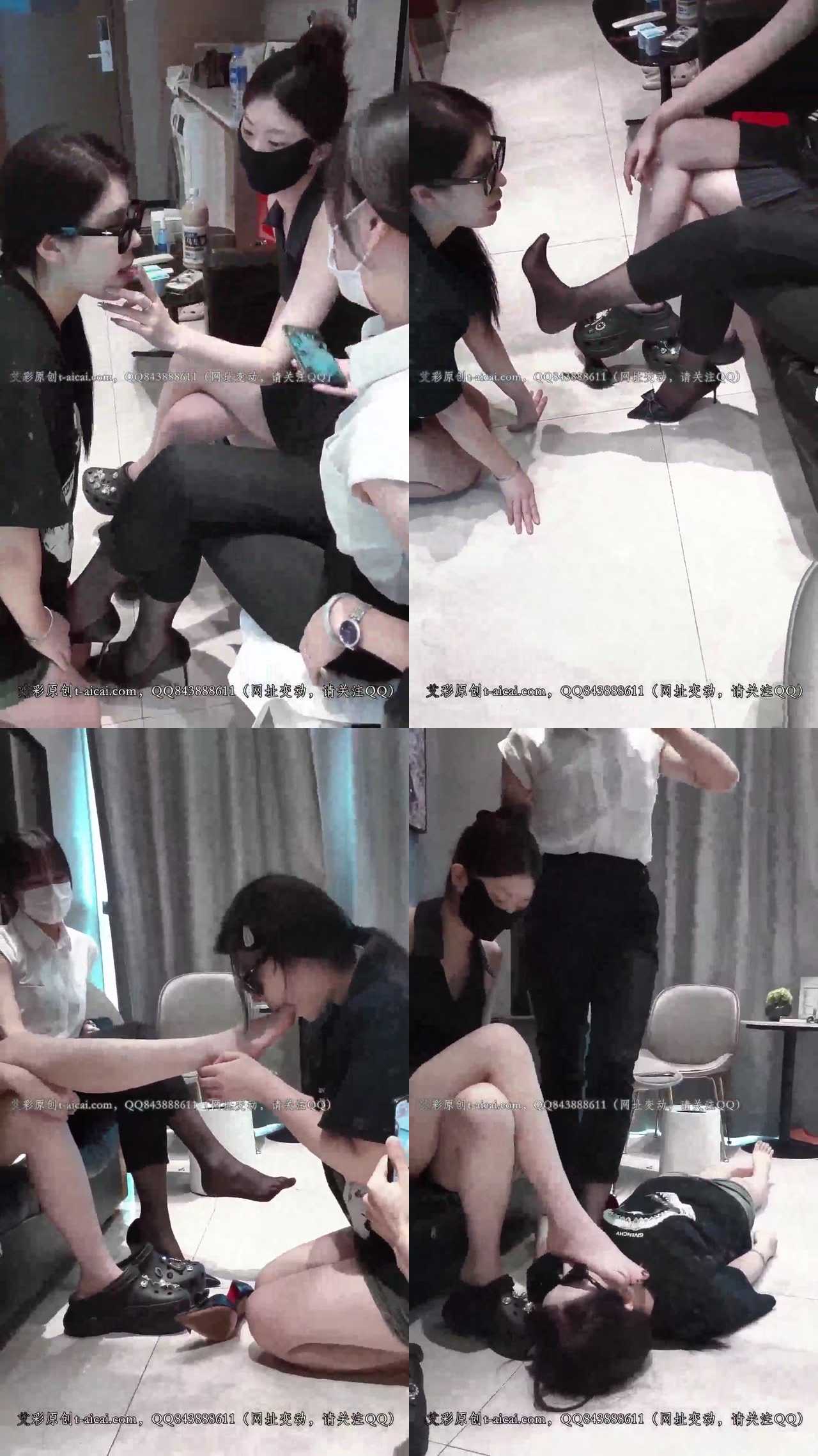 【战一柔】最美女奴被双女主脚深喉 踢裆 舔脚 钻胯 口水