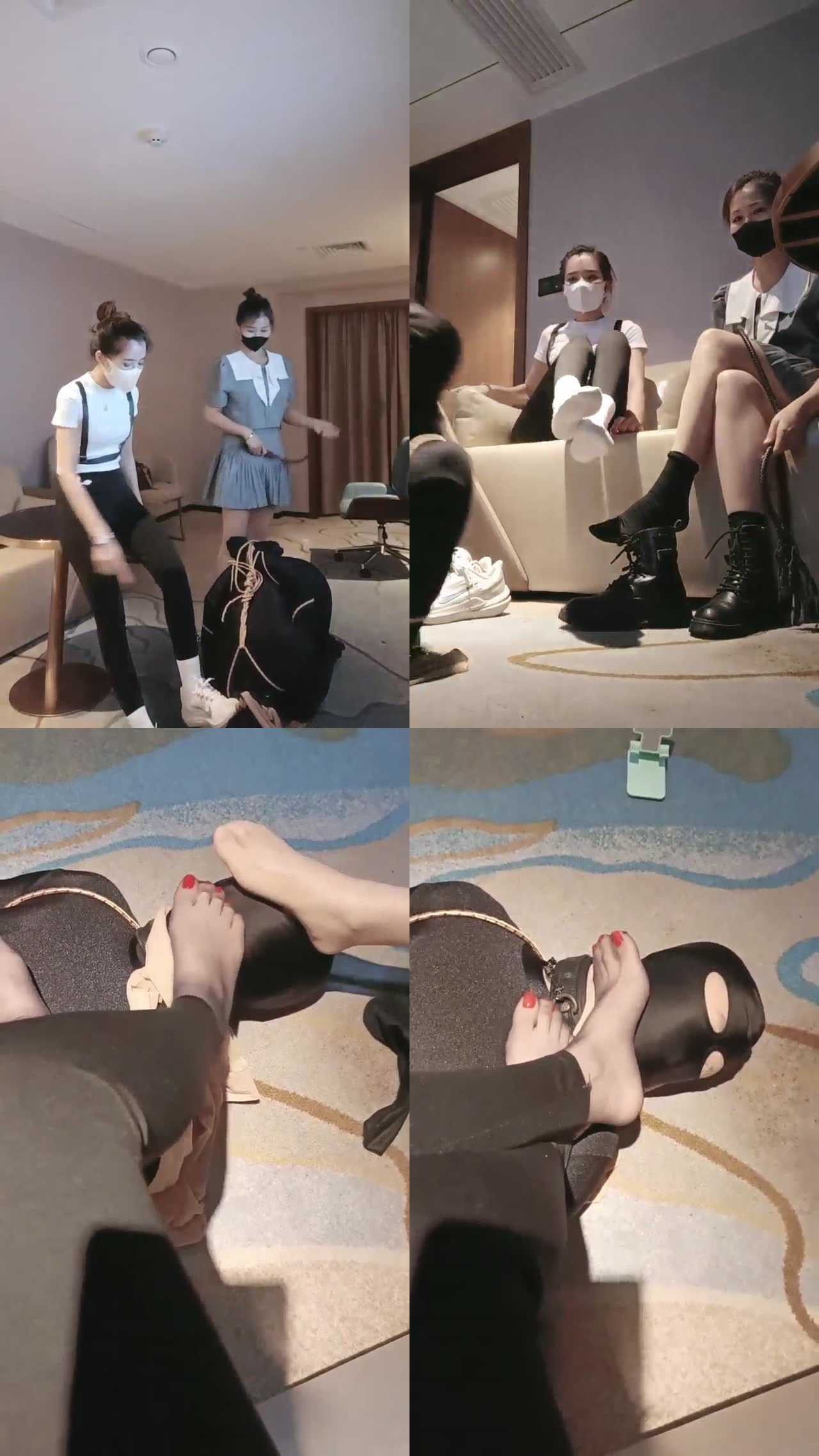 【多多】带闺蜜一起调教素人小白