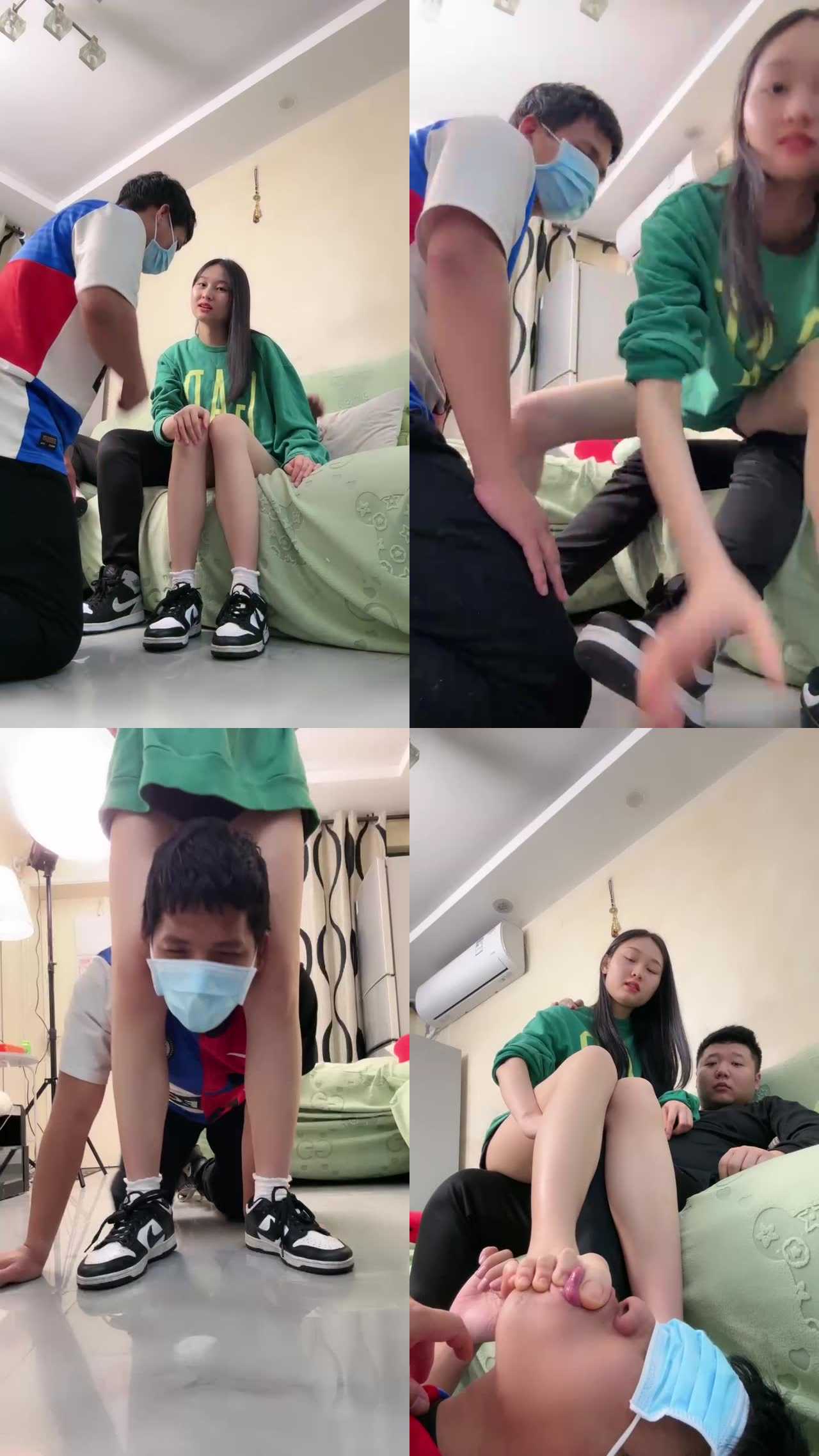 【素人星探】情侣主辱绿帽-下跪舔鞋吃口水/转胯踩踏/白袜诱惑