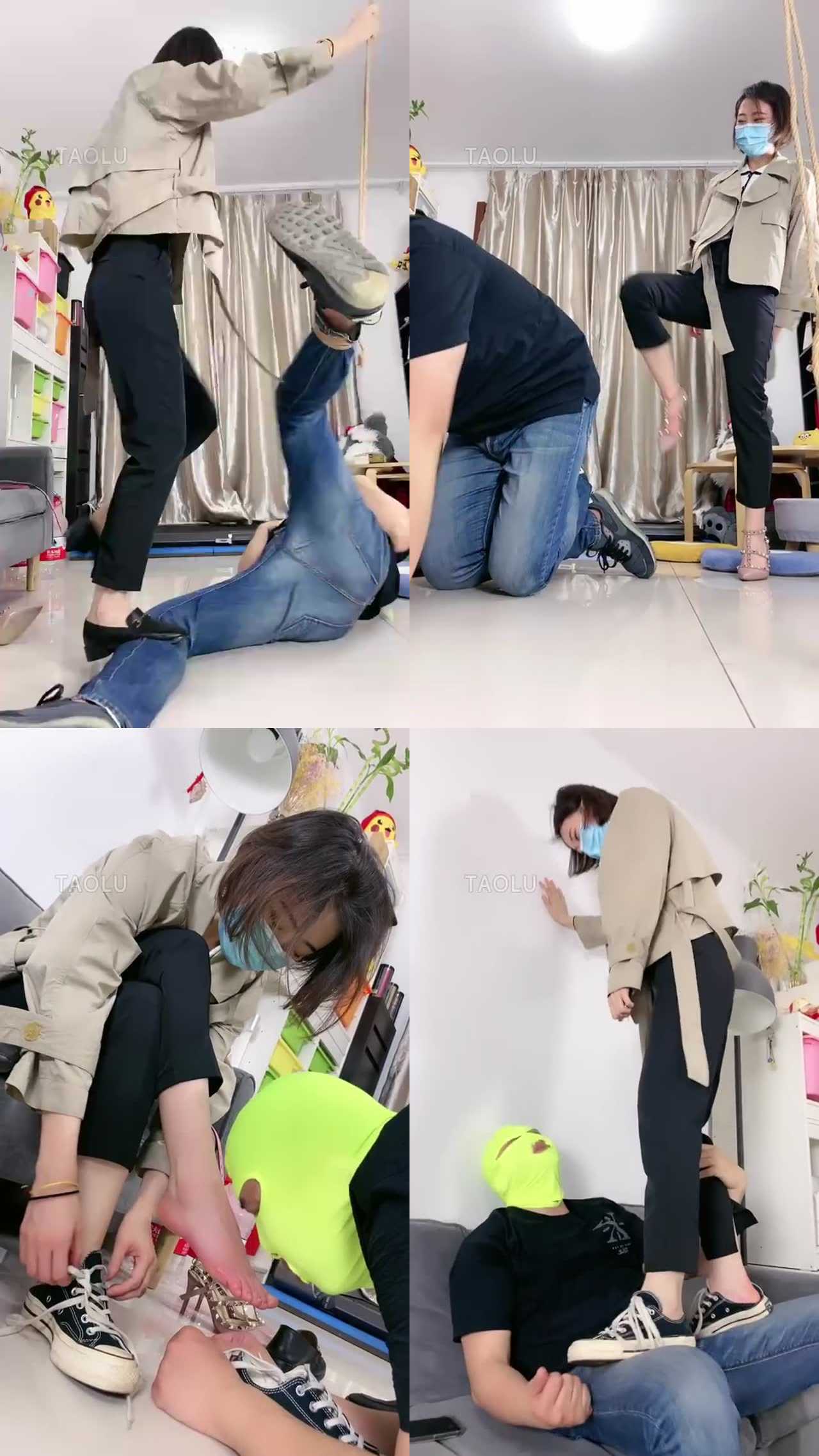 【Q月】素人S吊绑重度踢踹