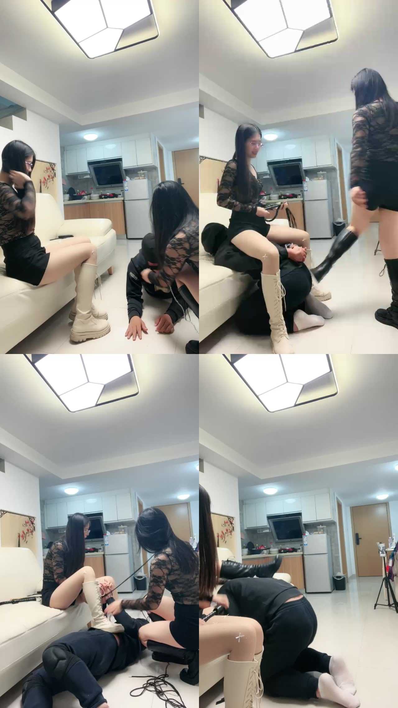 【我的猫S】黑色，白色靴子玩狗