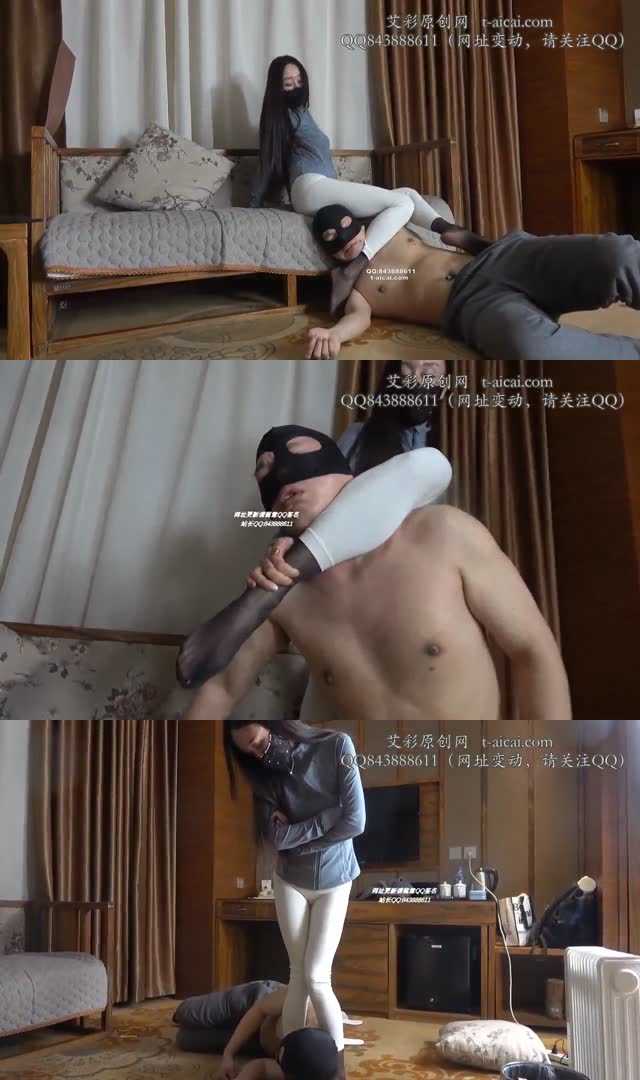 【苒溪】白色瑜伽裤腿绞窒息贱狗