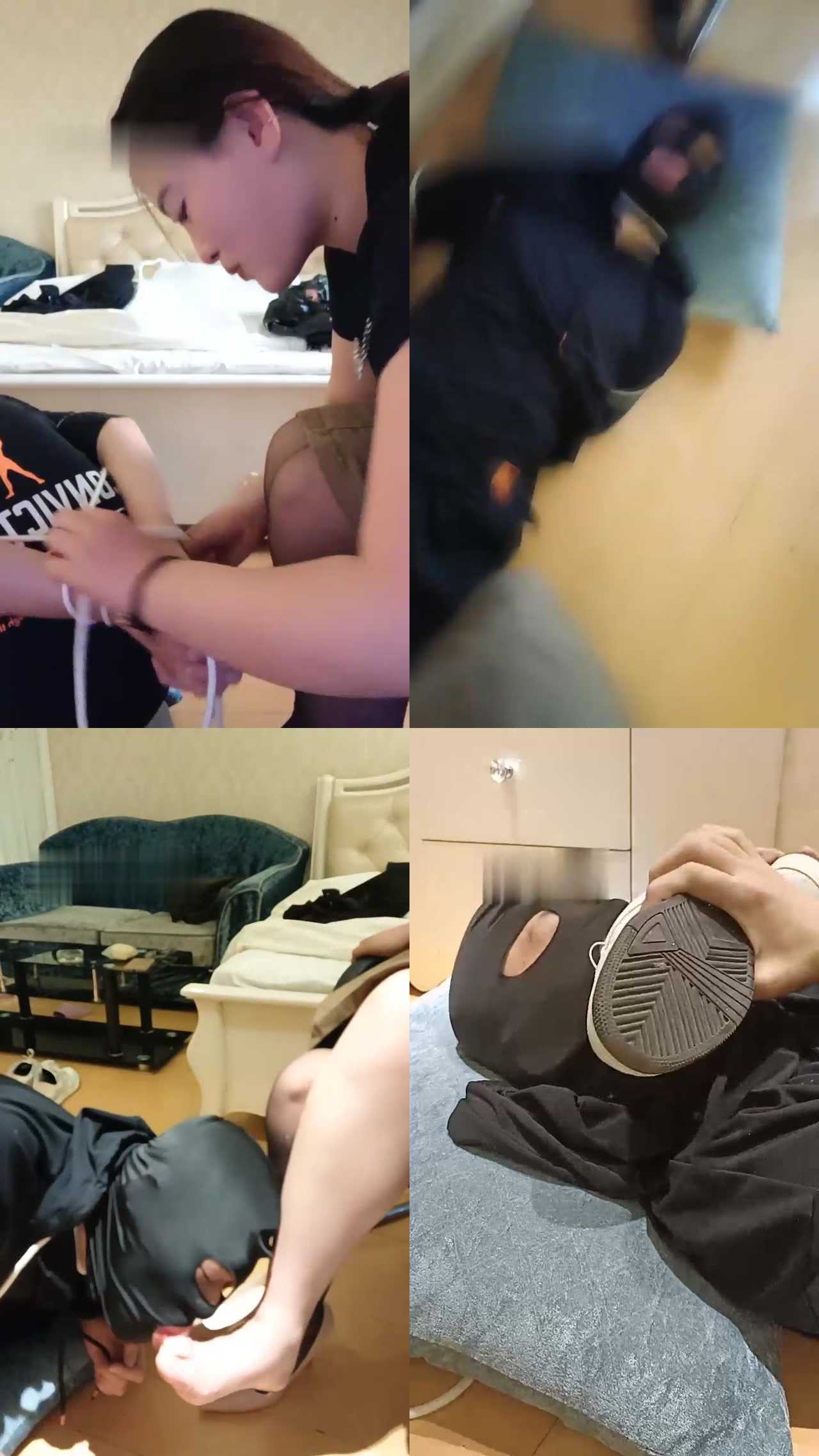 【豆宝】反绑强制闻臭鞋/舔丝袜脚
