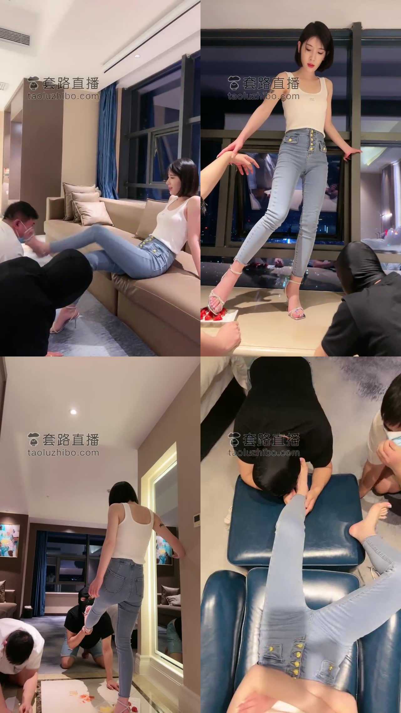 【简一】御姐范高跟凉鞋踩踏羞辱