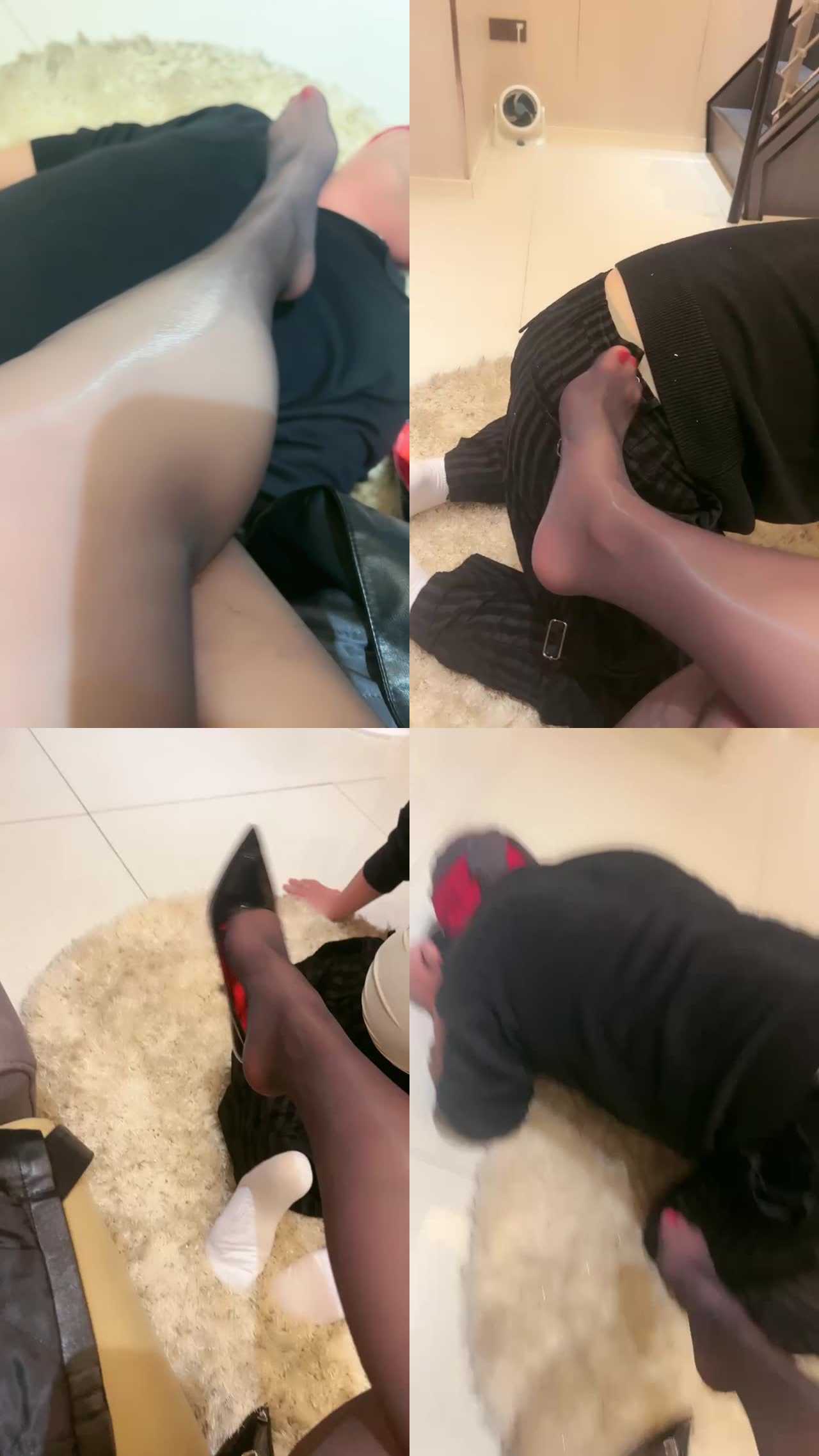 【丝丝女王】臭丝袜脚捂脸/脚喂酸奶