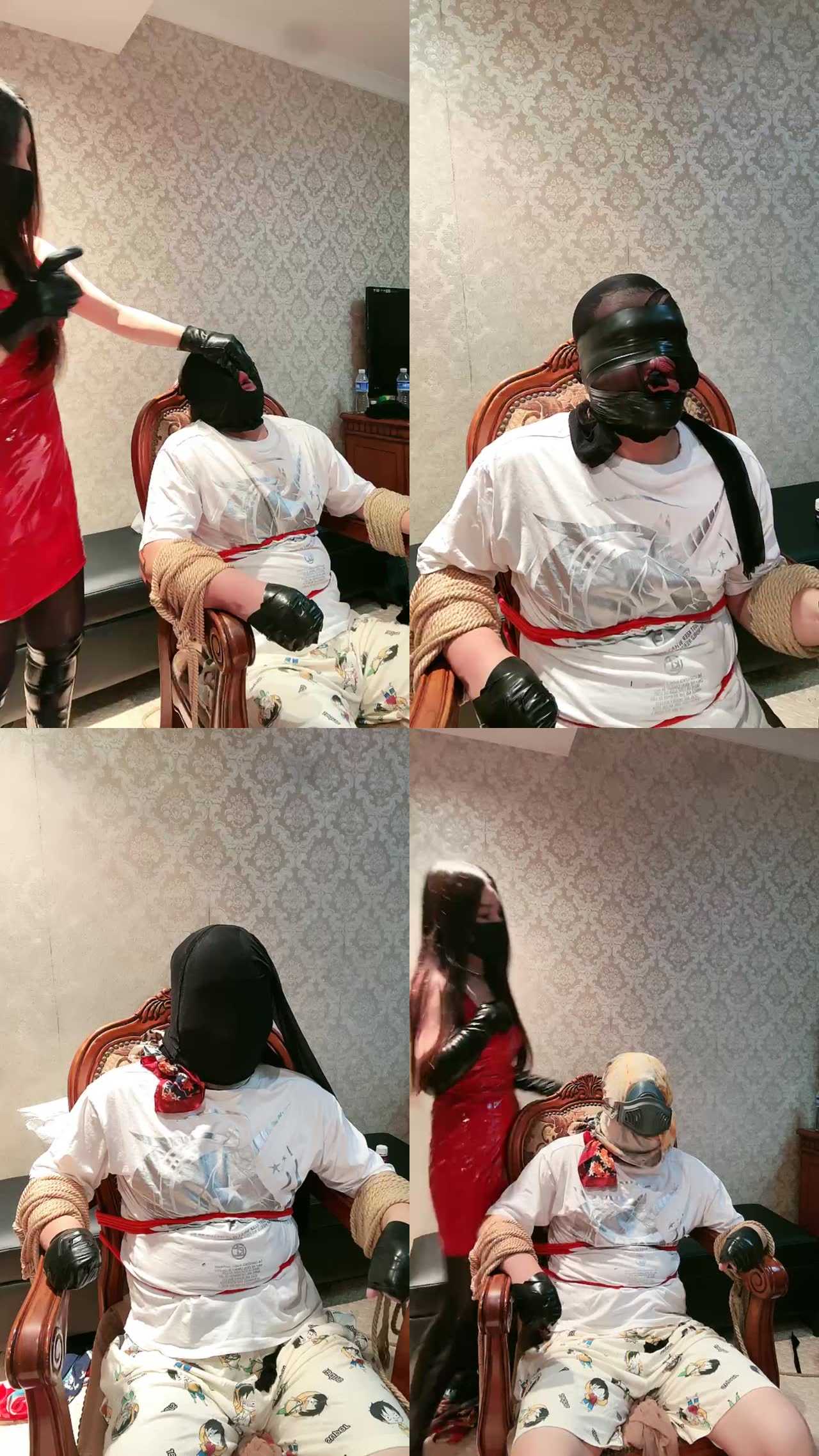 【苏州十三姨】捆绑椅子重度虐打/丝巾全包窒息