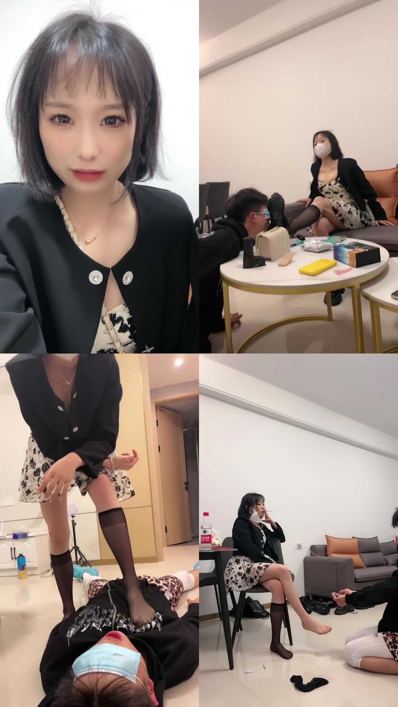 【桃酥】求调学弟被虐-踩踏/拖鞋耳光/闻舔裸足黑丝脚