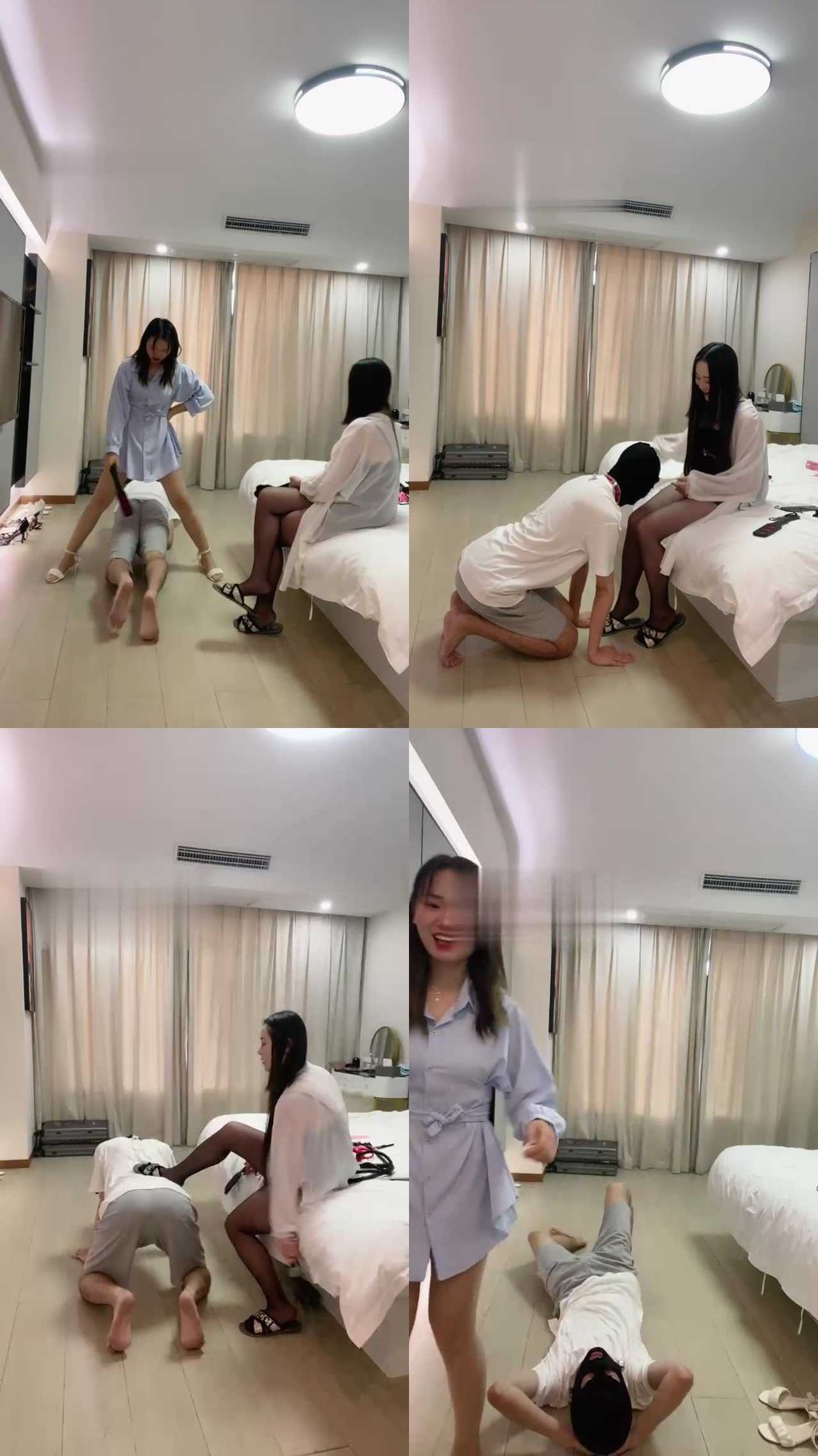 【惠娘娘&00后叶娘S】打耳光 吐口水 鞭打 踩踏（双视角）