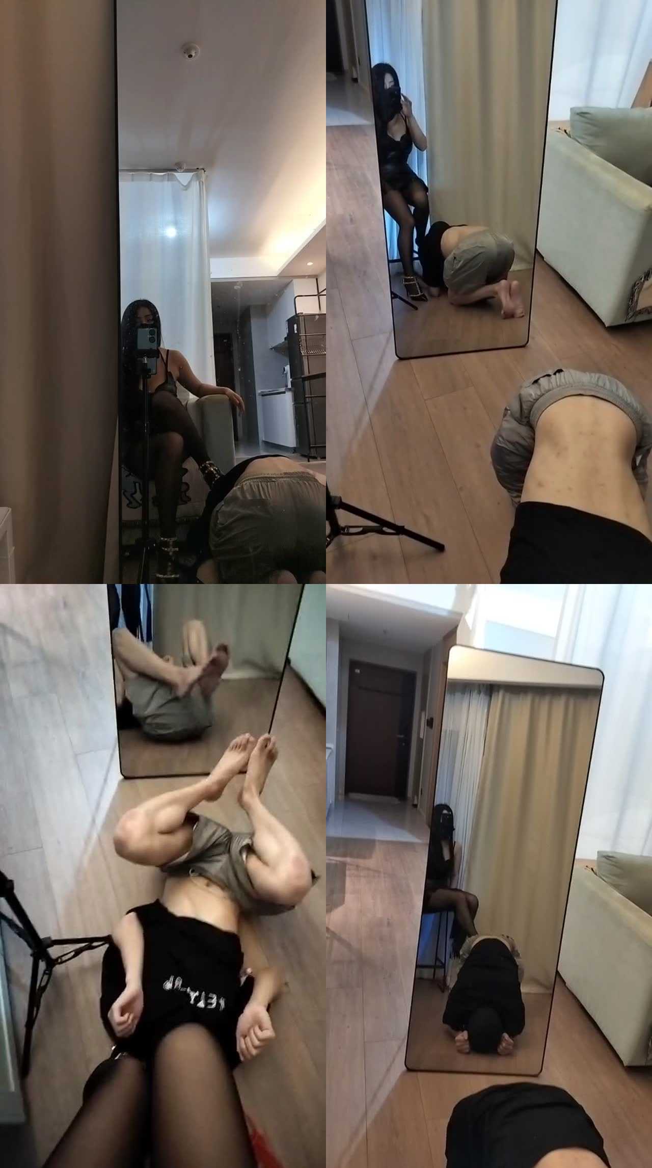 【桃奈】性感女神-铆钉高跟黑丝玩虐