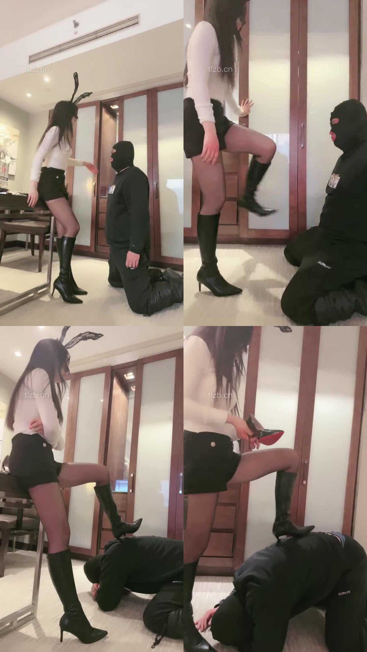 【月影儿】教育跑骚狗-长靴踢裆/高跟鞋耳光/碾狗爪