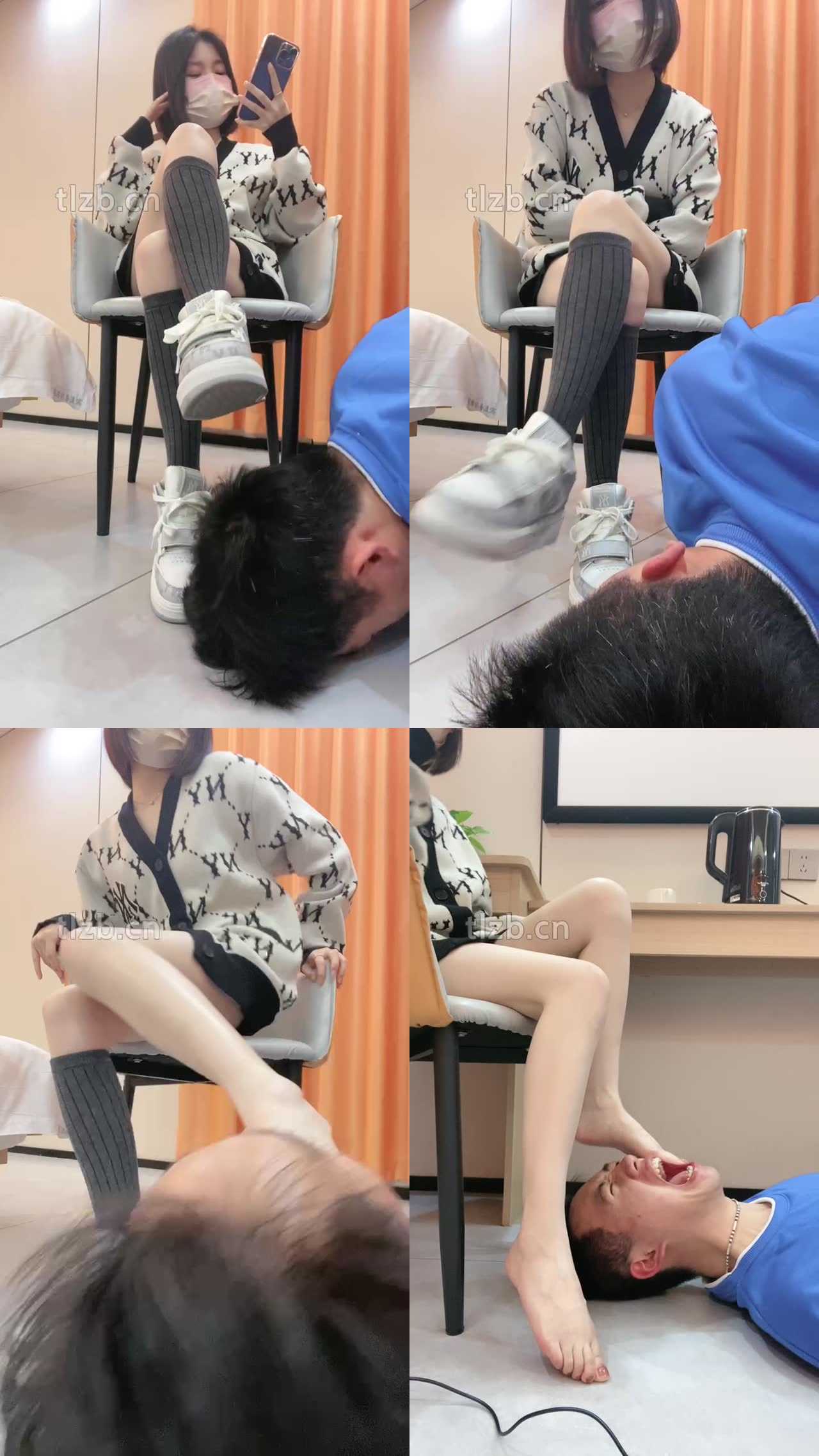 【奶味茶茶】脏鞋及膝袜踩狗头/裸足深喉/转胯/闻棉袜