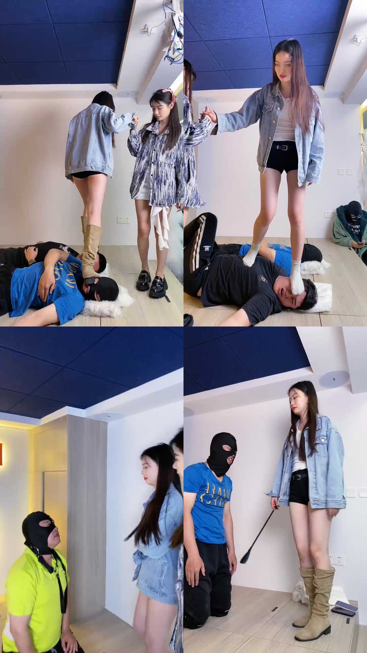 【麋鹿银儿】双S-双奴-轮流全体重踩/白袜窒息/骑马骑脖/转胯