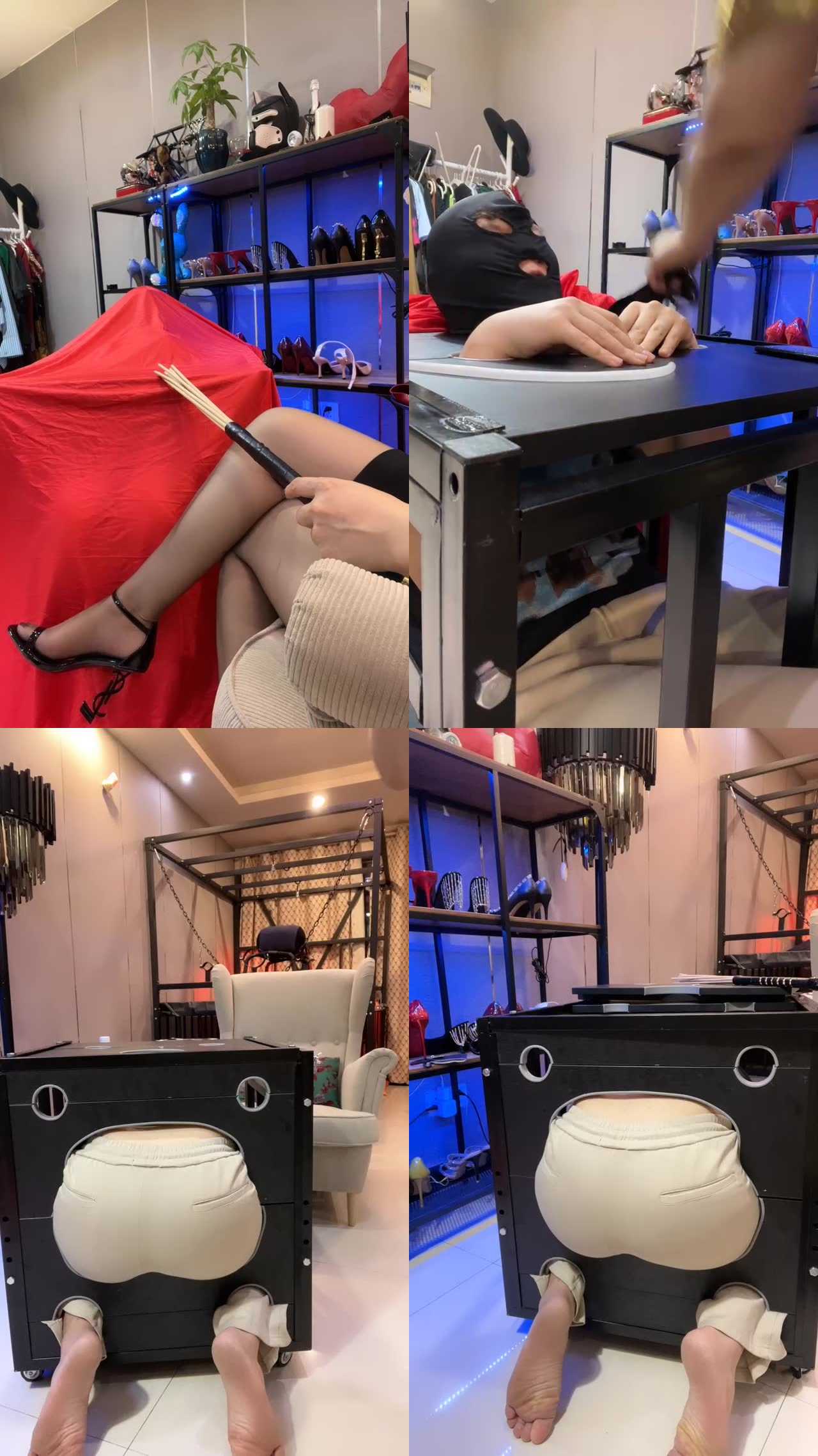 【梓夫人】狗笼囚禁/藤条抽/强制舔鞋舔脚