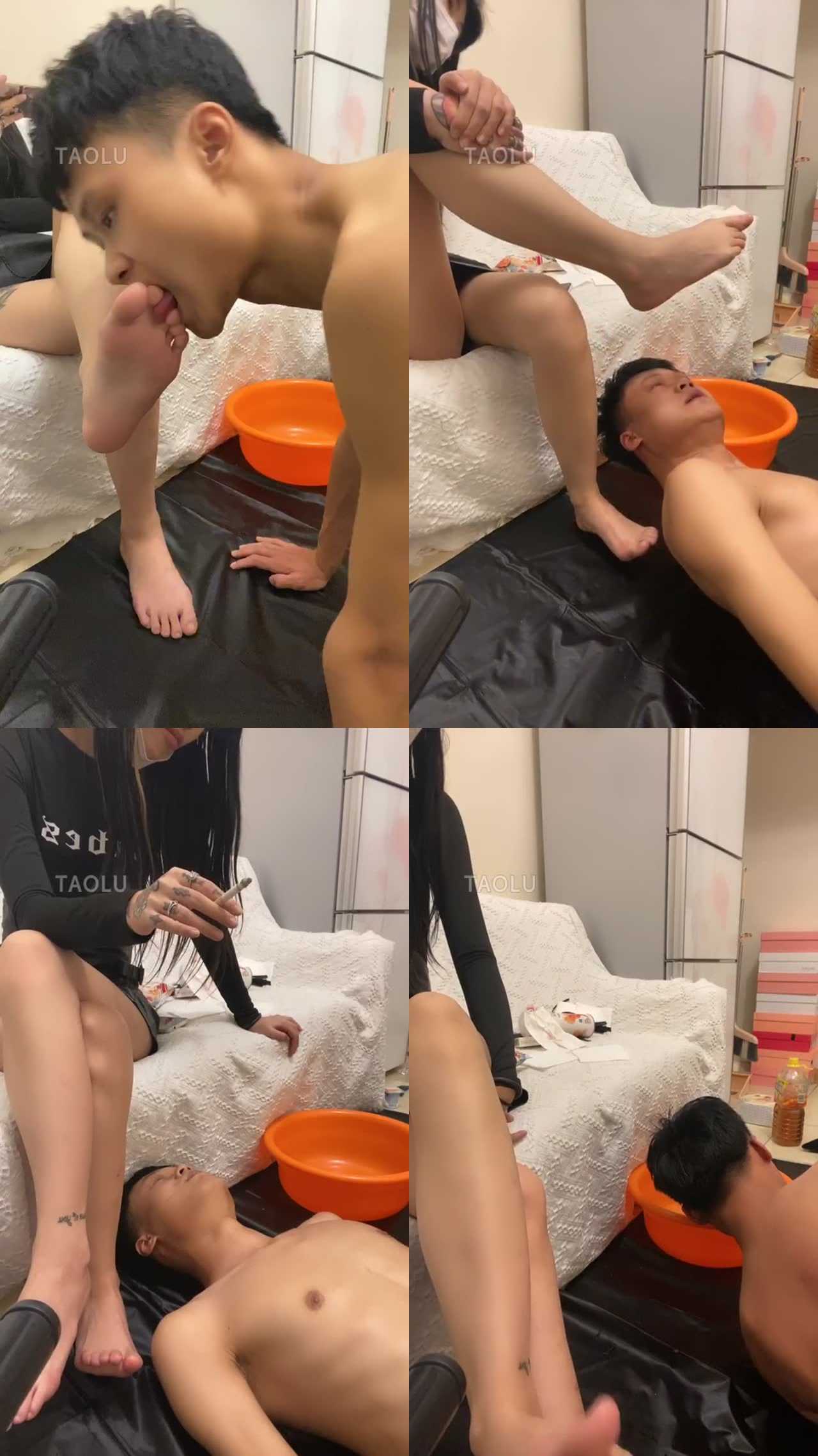 【灵猫】圣水恋足深喉插吐