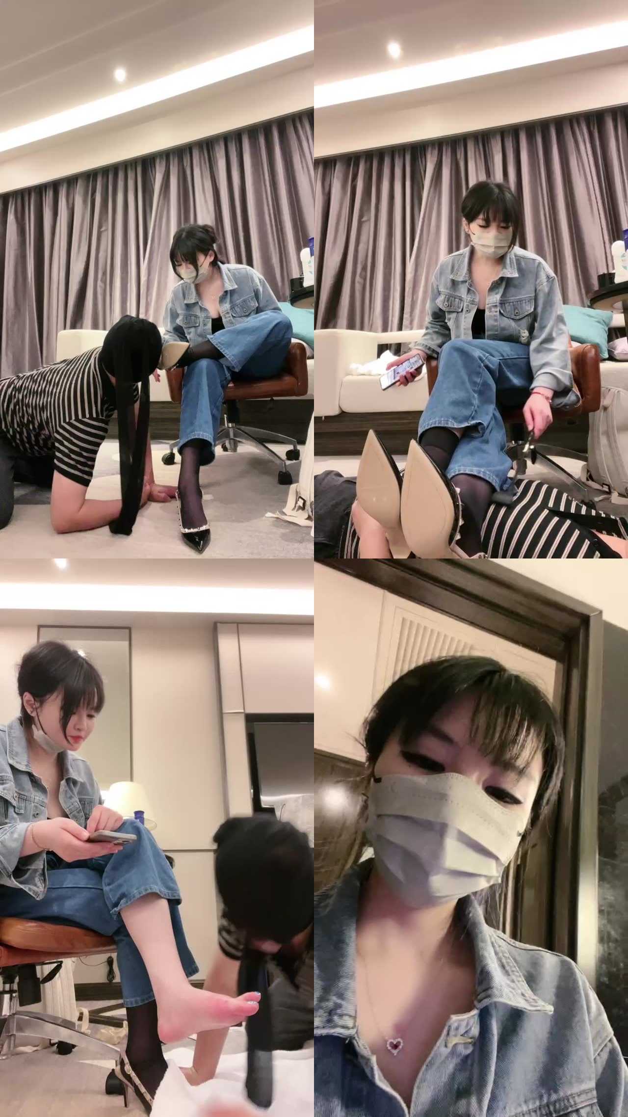【木秋S】黑丝高跟诱惑/闻香水/虐乳/厕奴开发