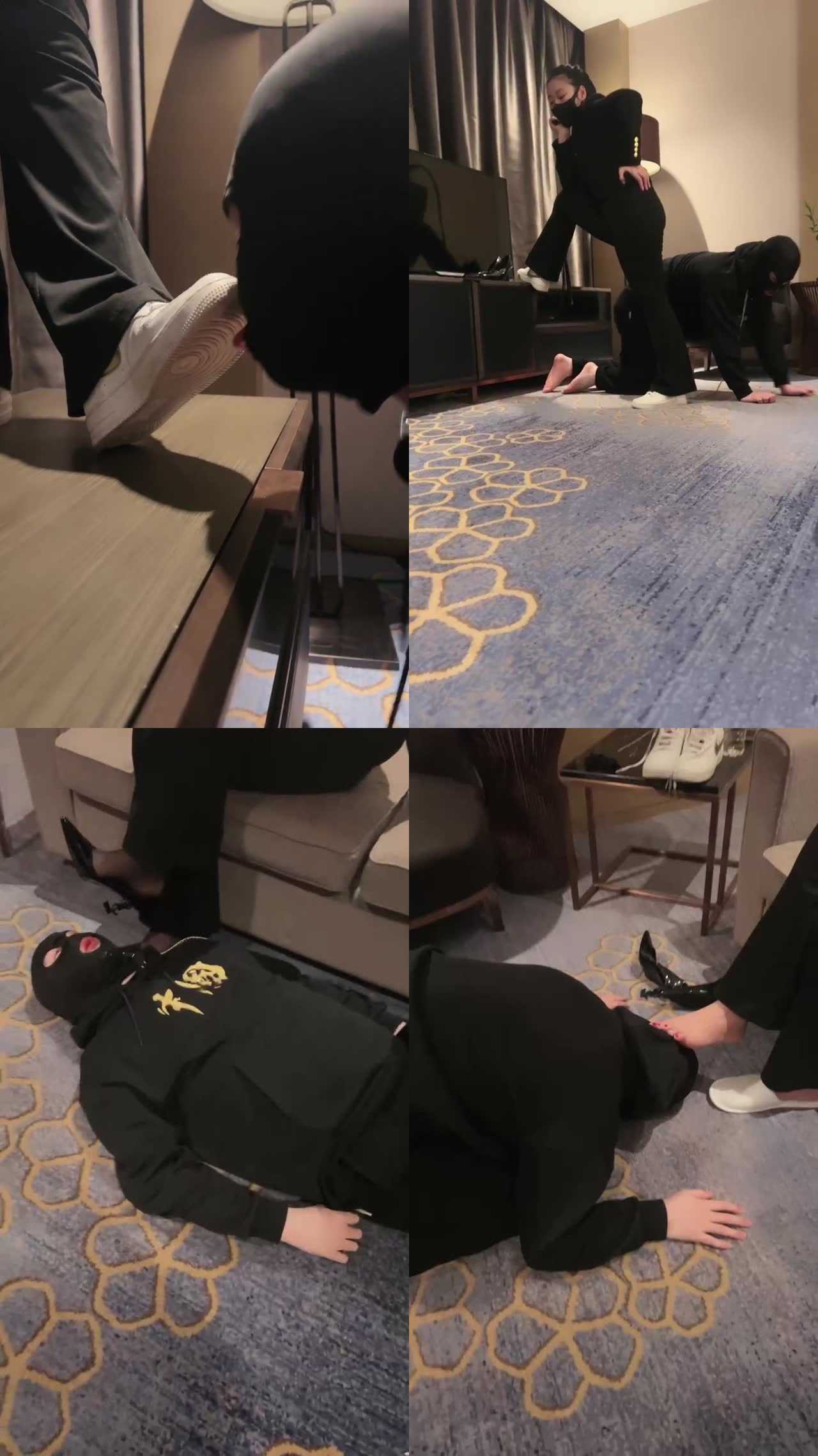 【西竹】小白鞋高跟黑丝让狗舔