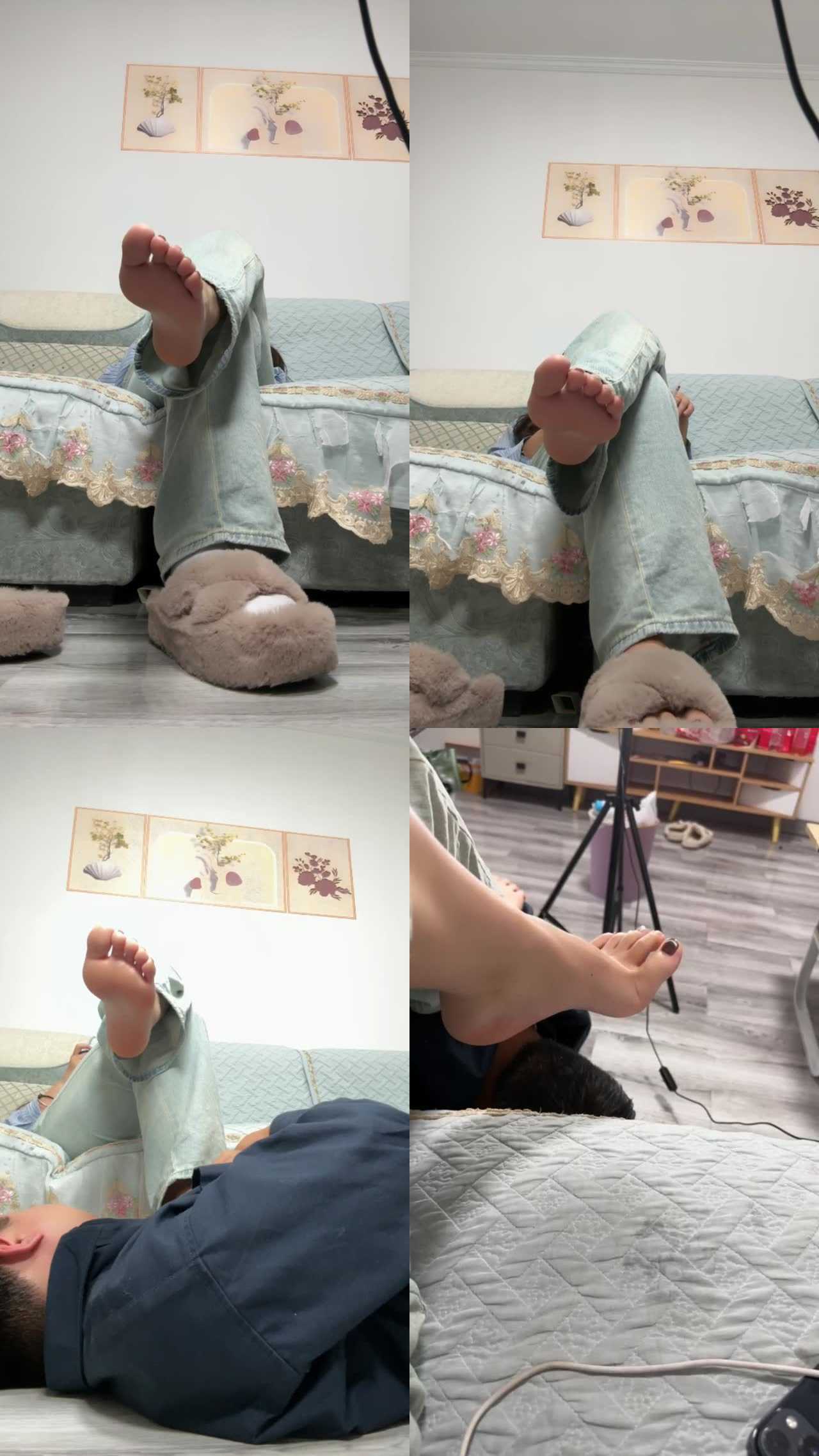 【子熙大人】近距离-毛拖鞋臭脚丫踩地毯奴