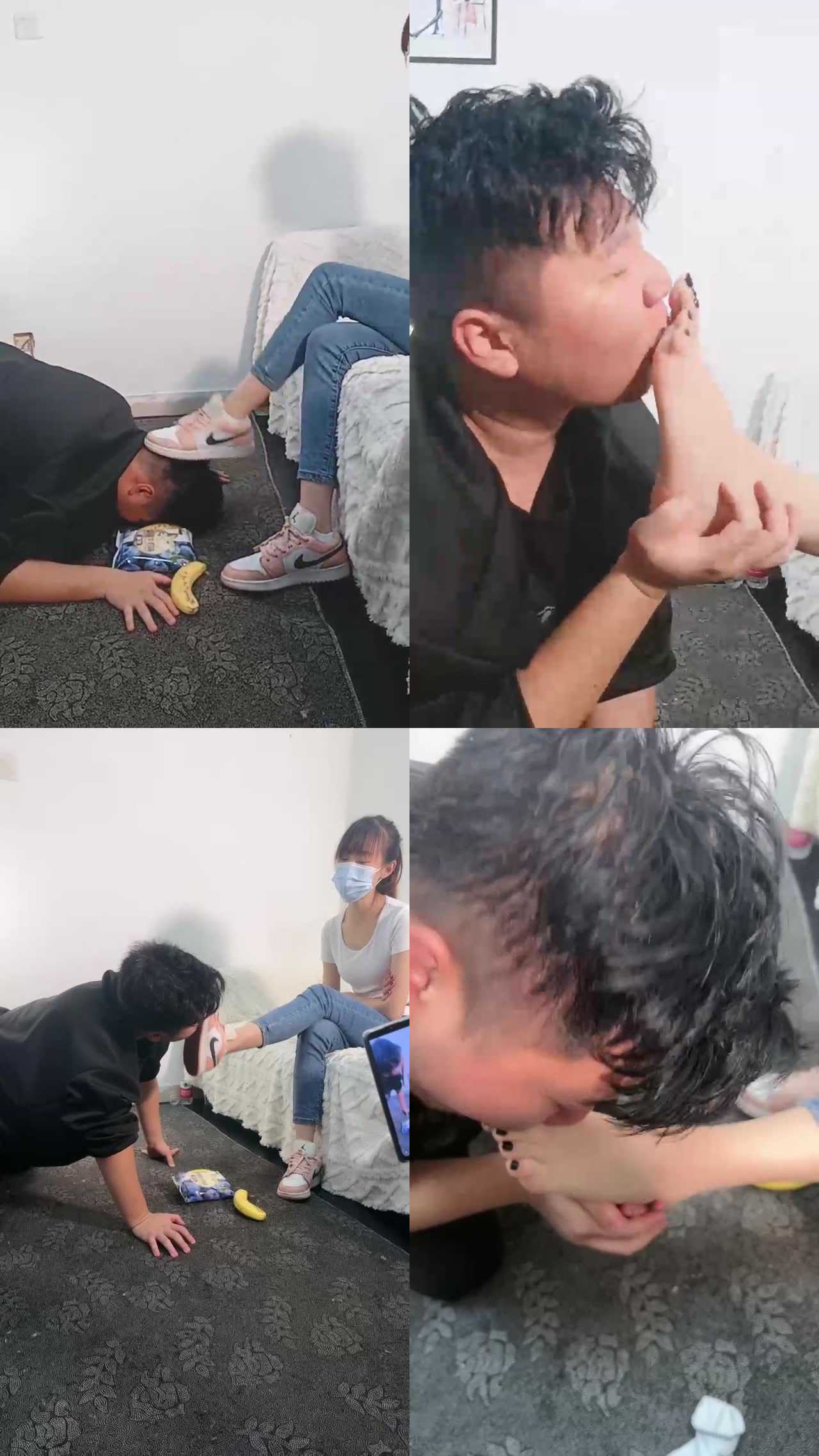 【美娜格格】AJ脏鞋白袜踩食物喂食【双视角版】