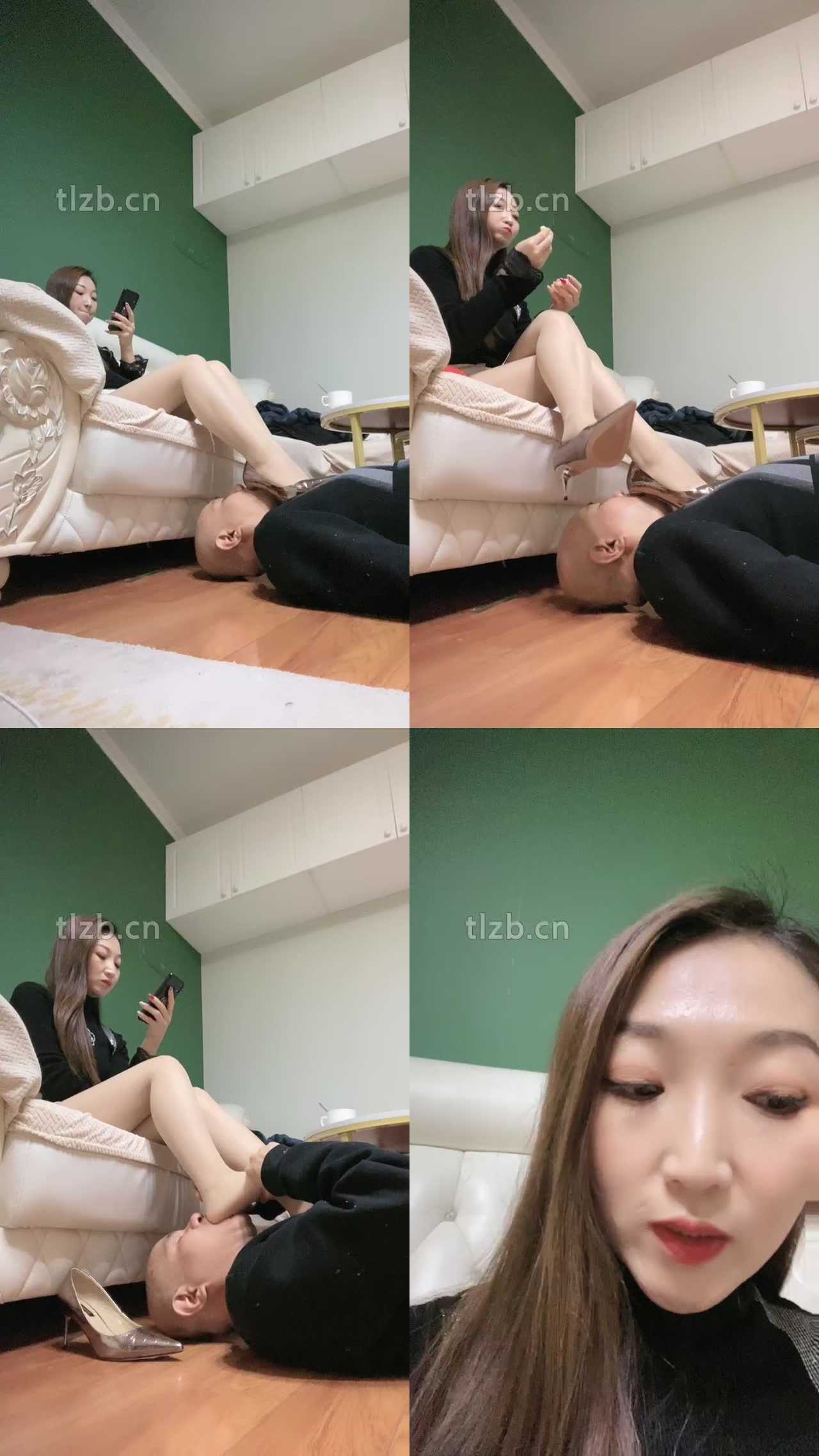 【魅儿】高跟肉丝脚深喉/闻小白鞋