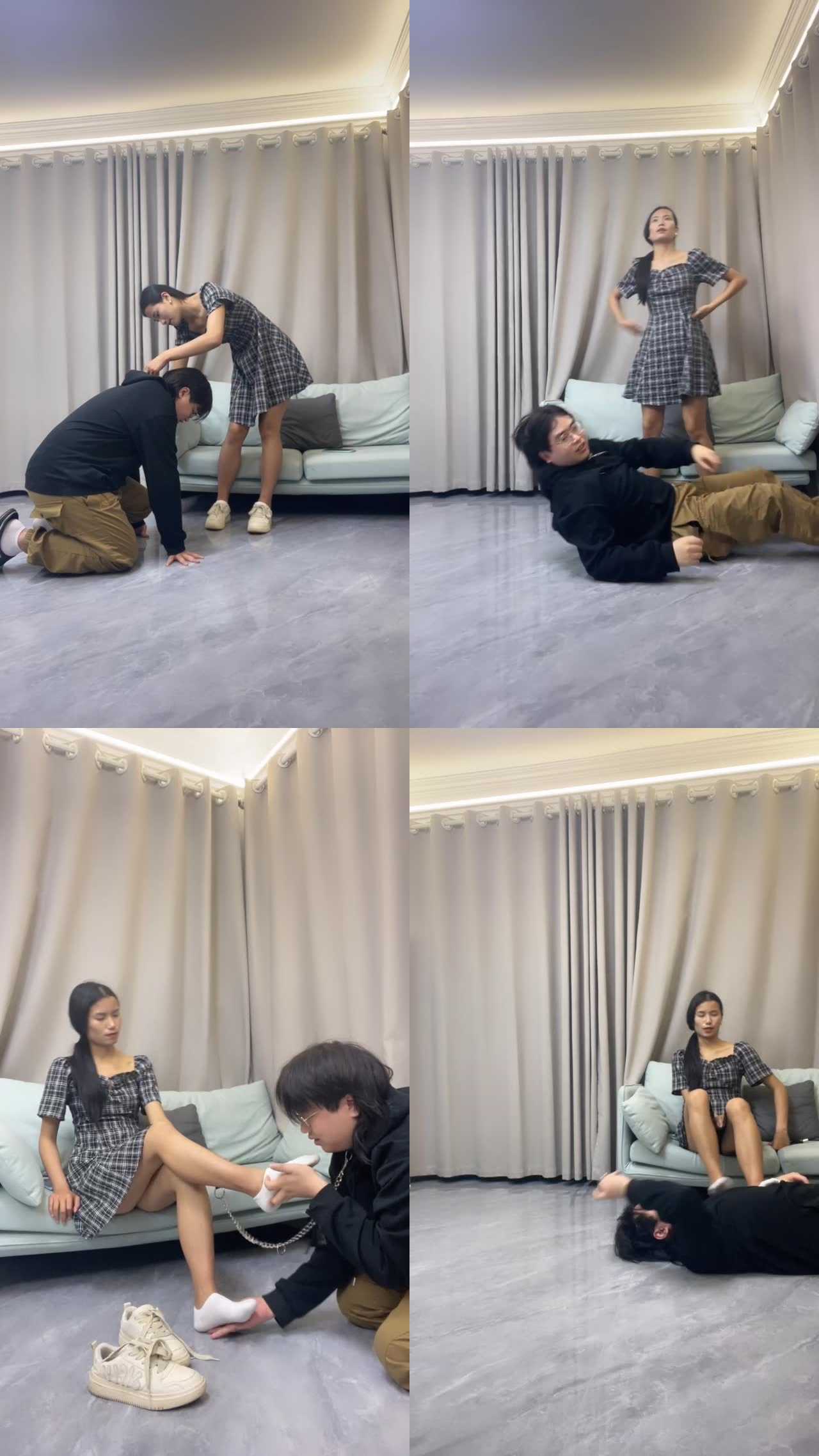 【素人挖掘机】骑马转胯/小白鞋踩踏/窒息/品尝原味白袜